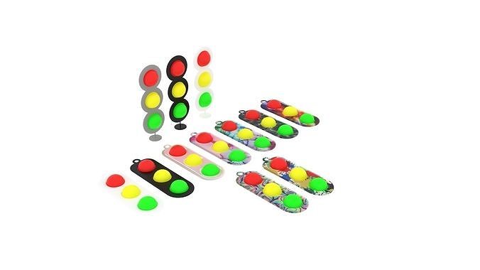 Traffic Lights Simple Dimples Set 3D model