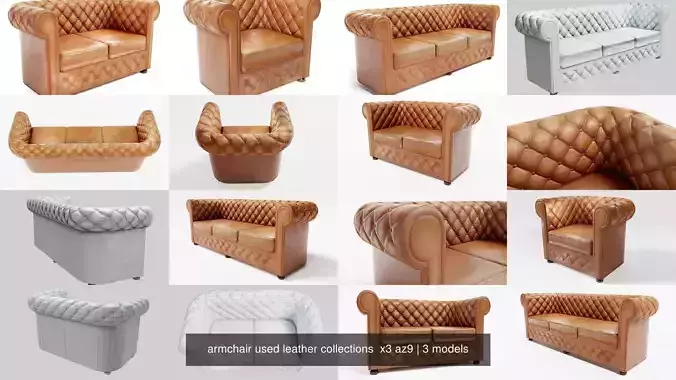 armchair used leather collections  x3 az9