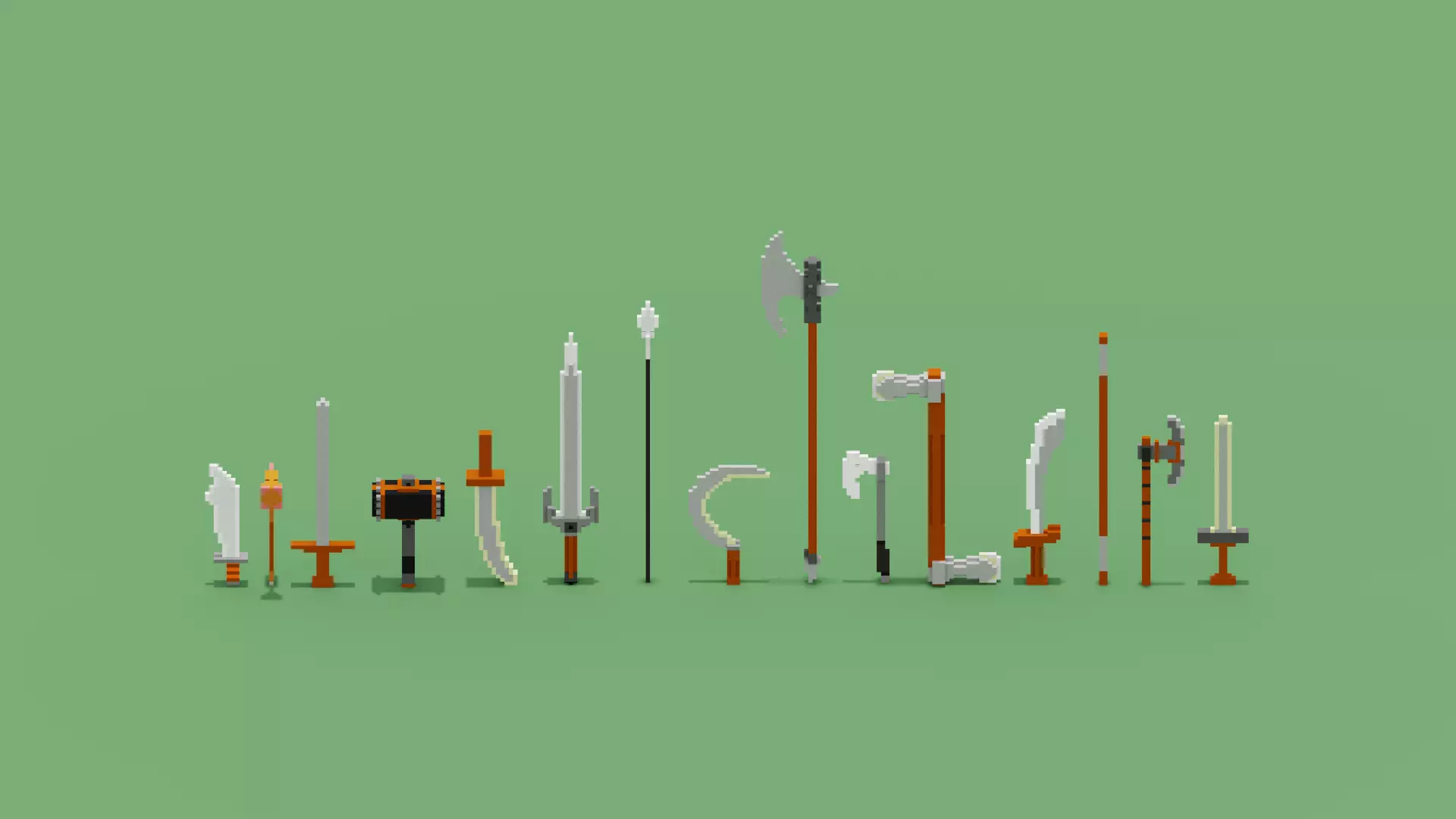 Voxel Weapon Collection Low-poly 3D model