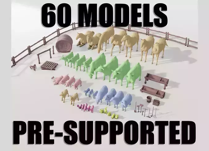 Livestock Farm Animals Diorama Pack 3D print model