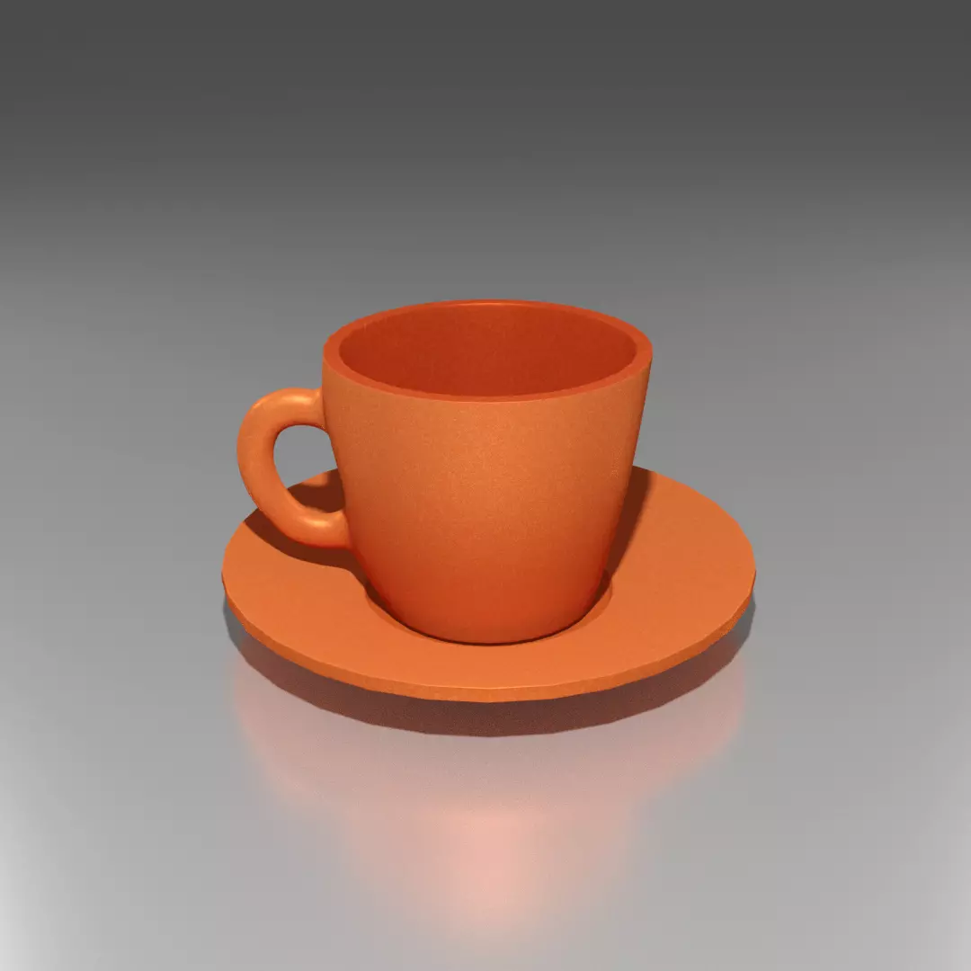 Cup - Orange Low-poly 3D model_0