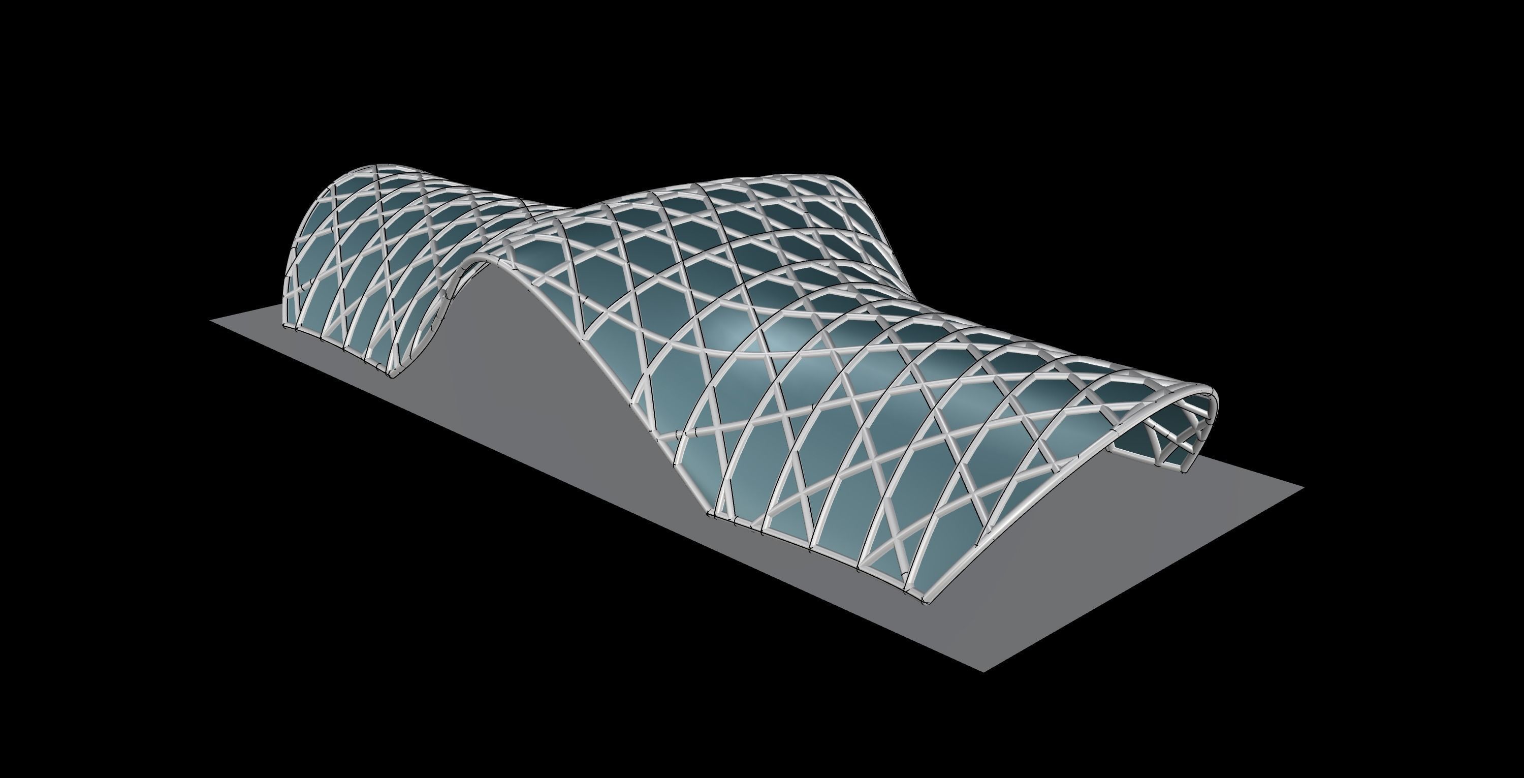 Pavilion Triangulated Wireframe Architecture Parametric v1 3D model_3