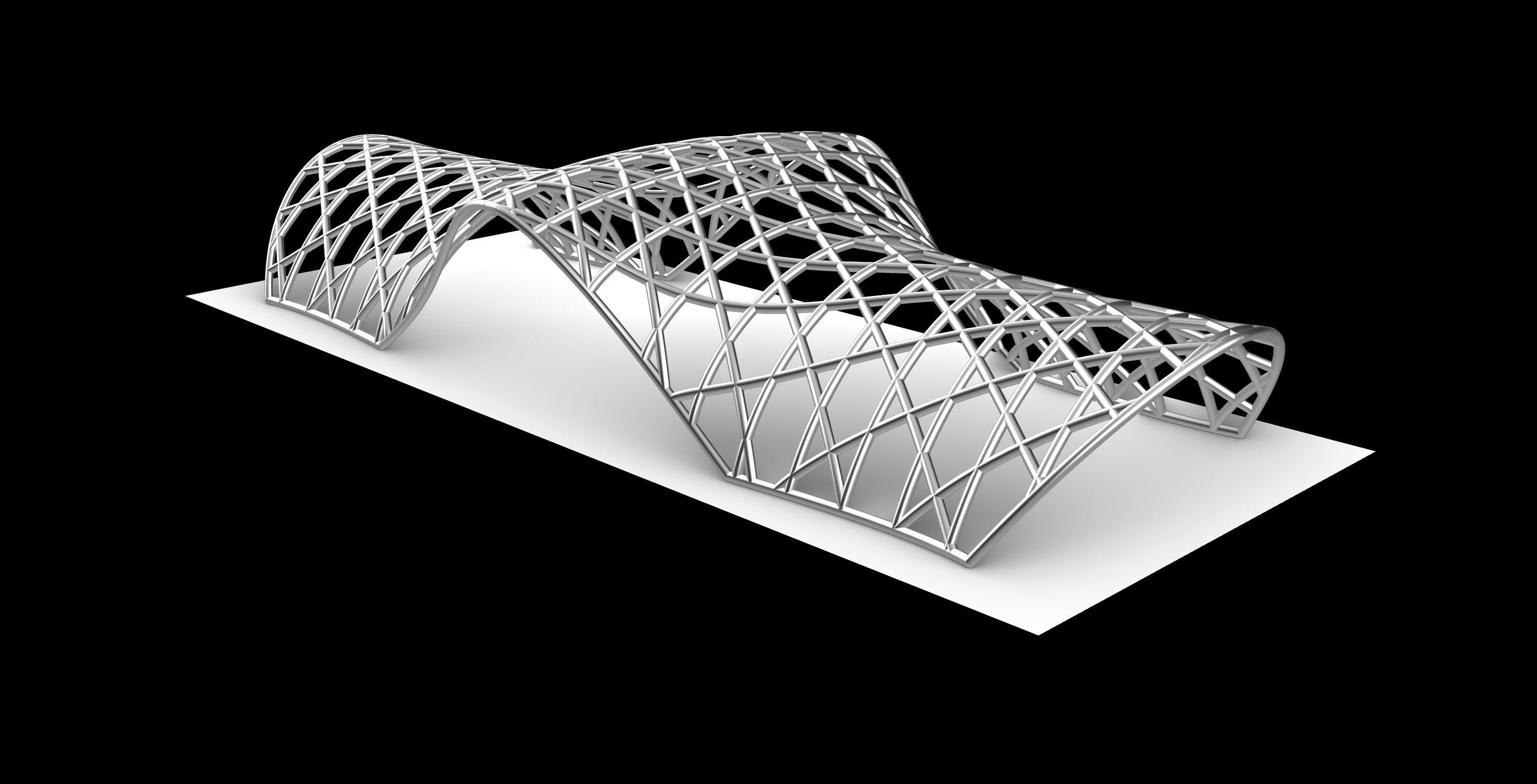 Pavilion Triangulated Wireframe Architecture Parametric v1 3D model_1