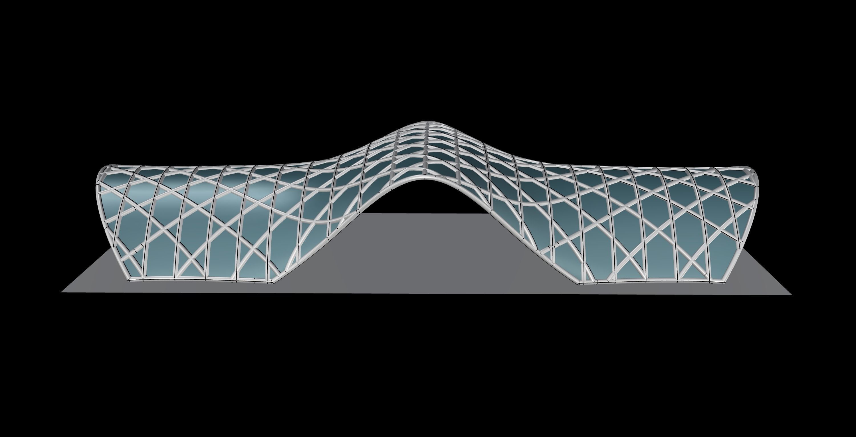 Pavilion Triangulated Wireframe Architecture Parametric v1 3D model_4
