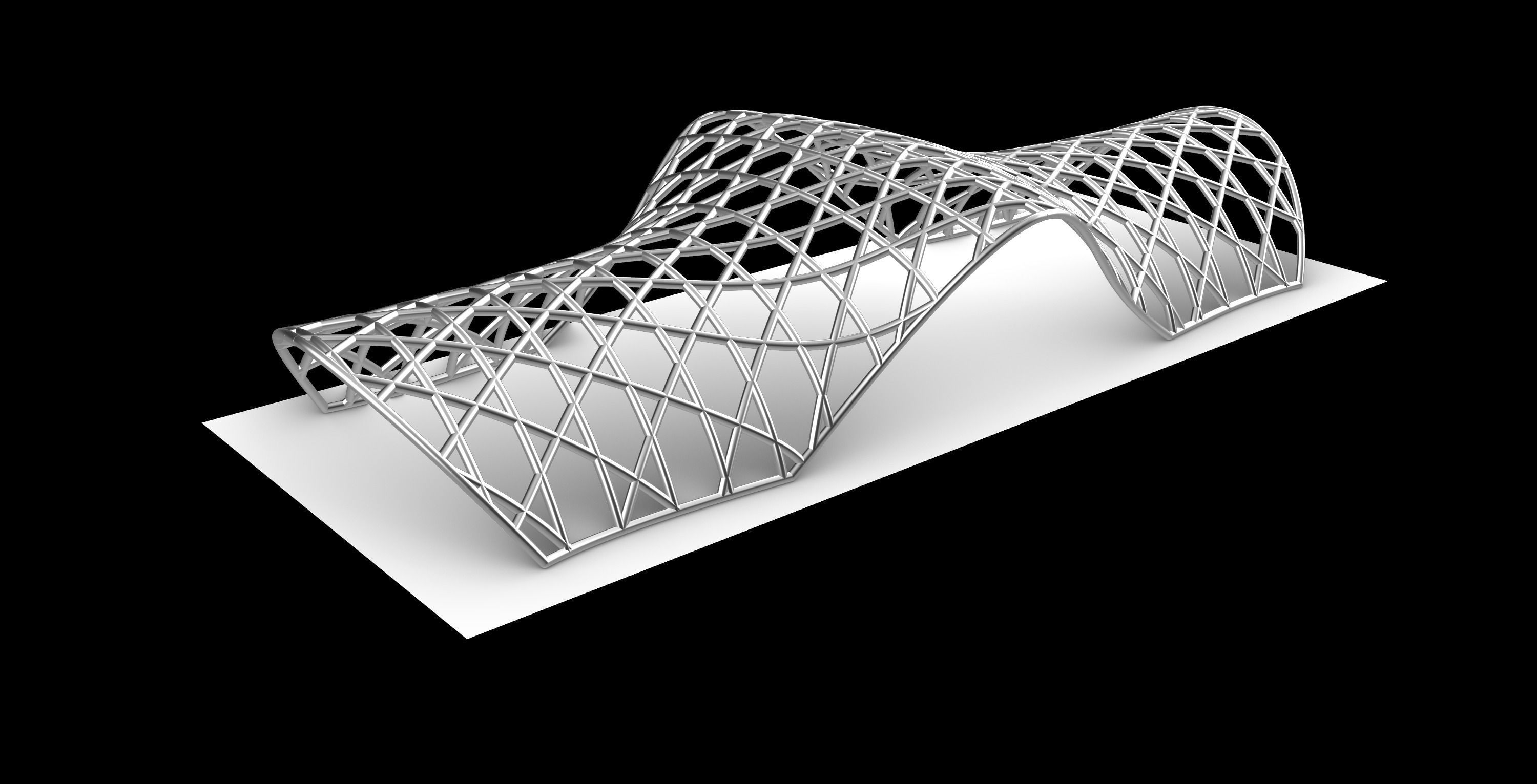 Pavilion Triangulated Wireframe Architecture Parametric v1 3D model_6