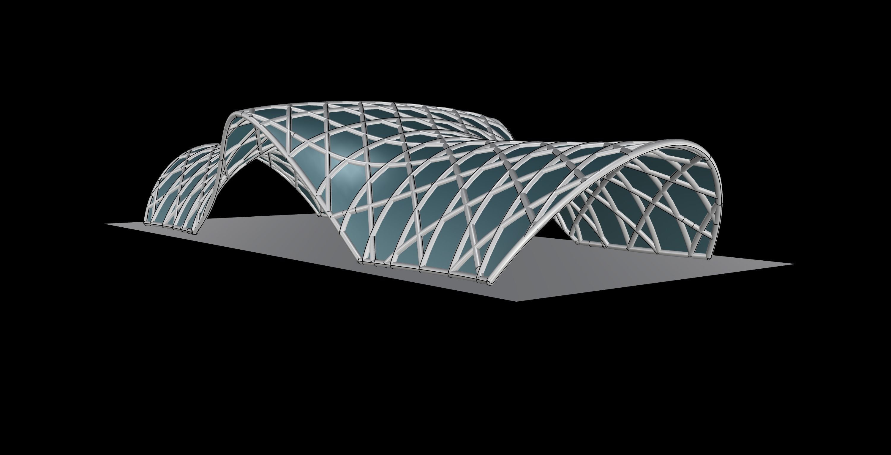 Pavilion Triangulated Wireframe Architecture Parametric v1 3D model_5