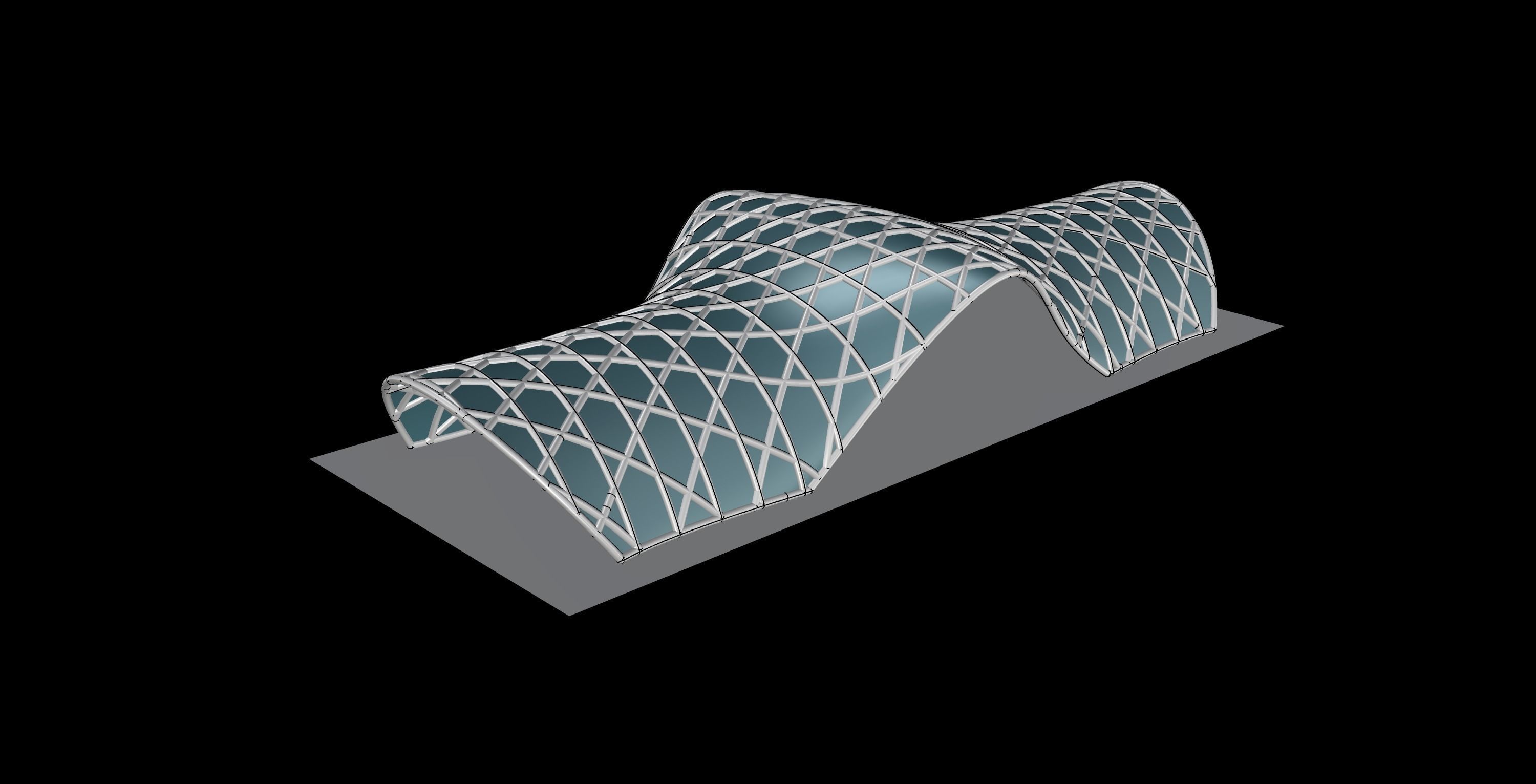 Pavilion Triangulated Wireframe Architecture Parametric v1 3D model_2