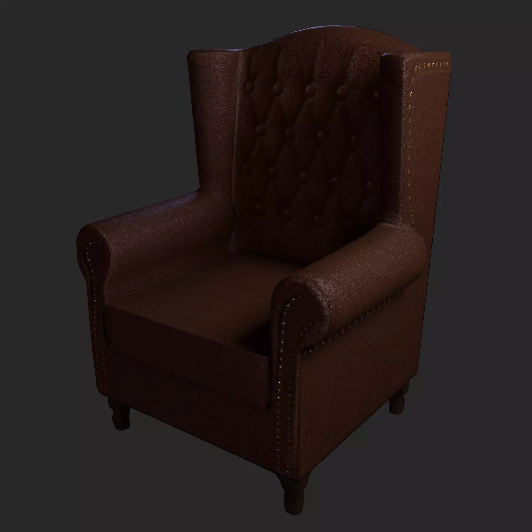 Low Poly Leather Armchair Low-poly 3D model_0
