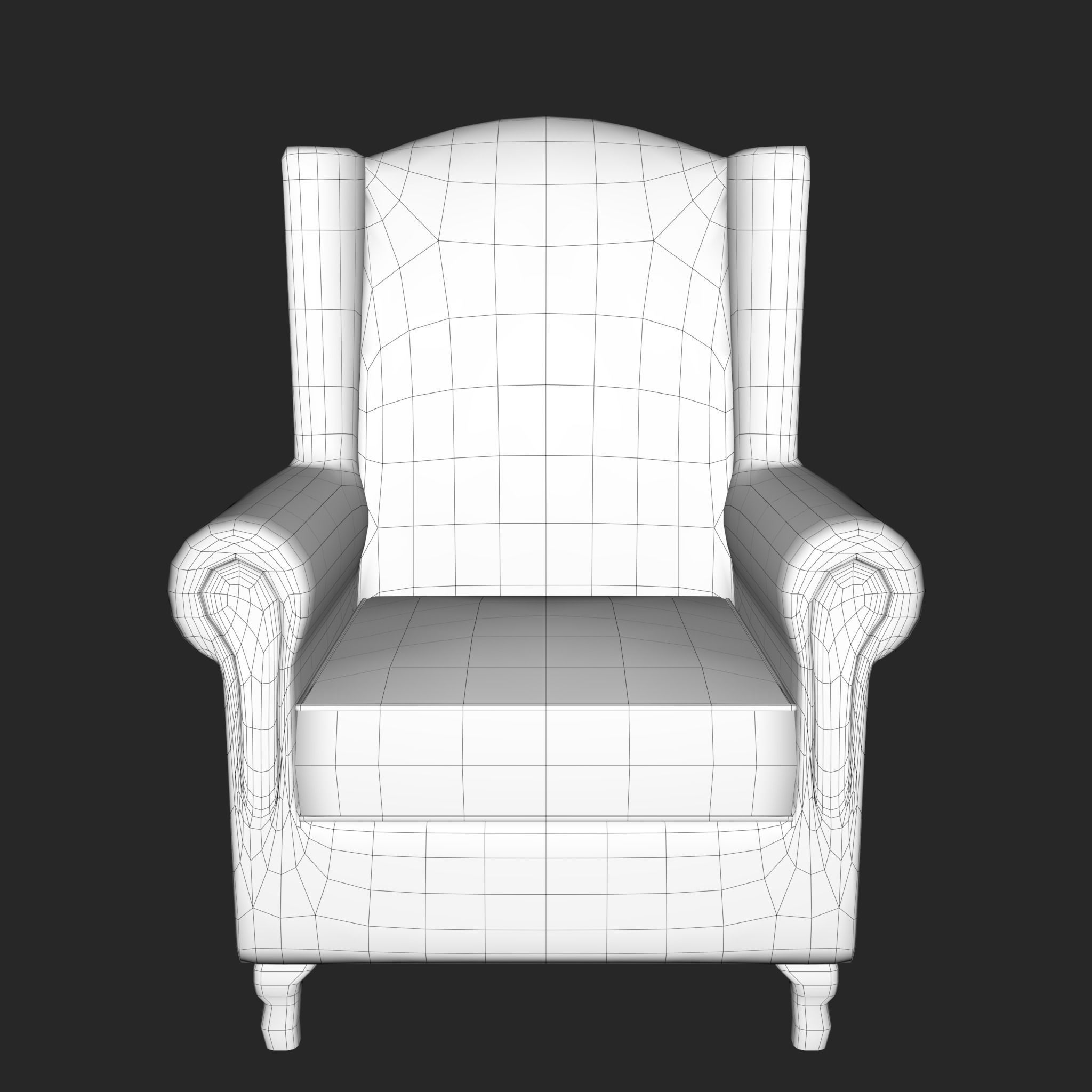 Low Poly Leather Armchair Low-poly 3D model_3