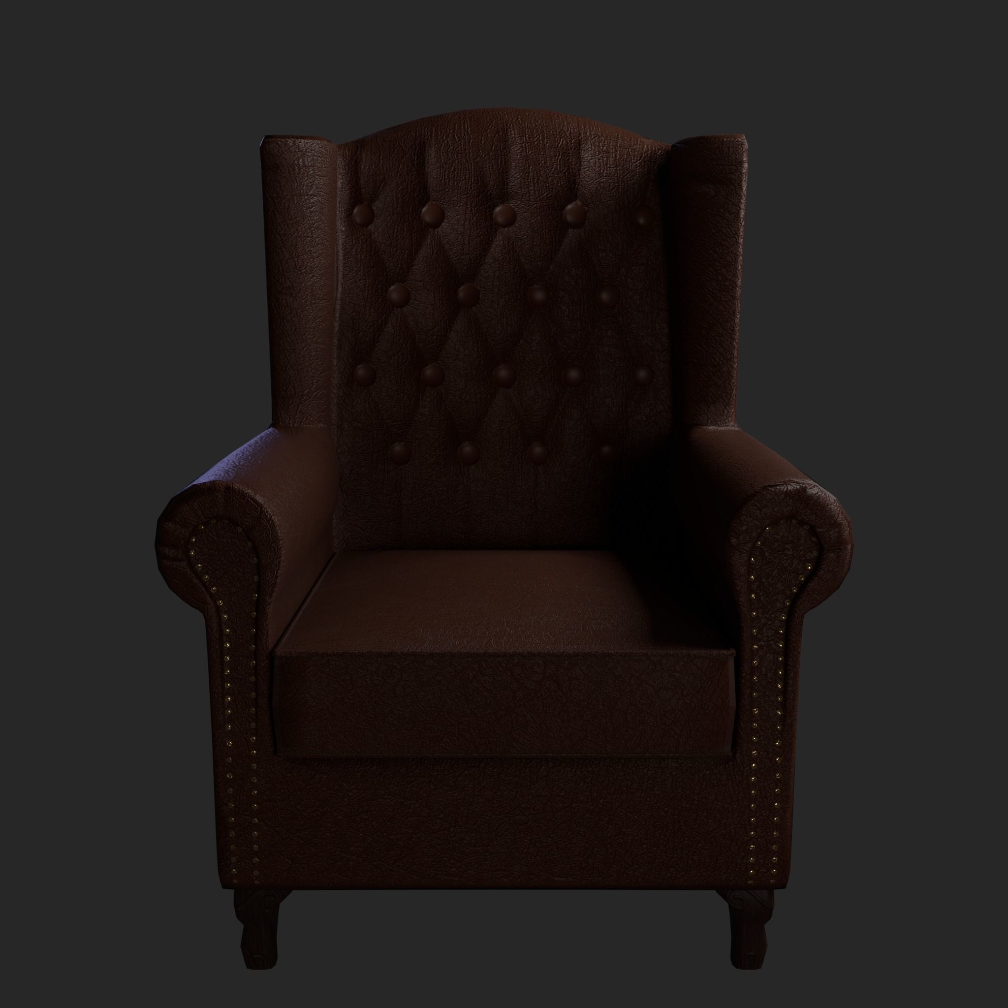 Low Poly Leather Armchair Low-poly 3D model_1