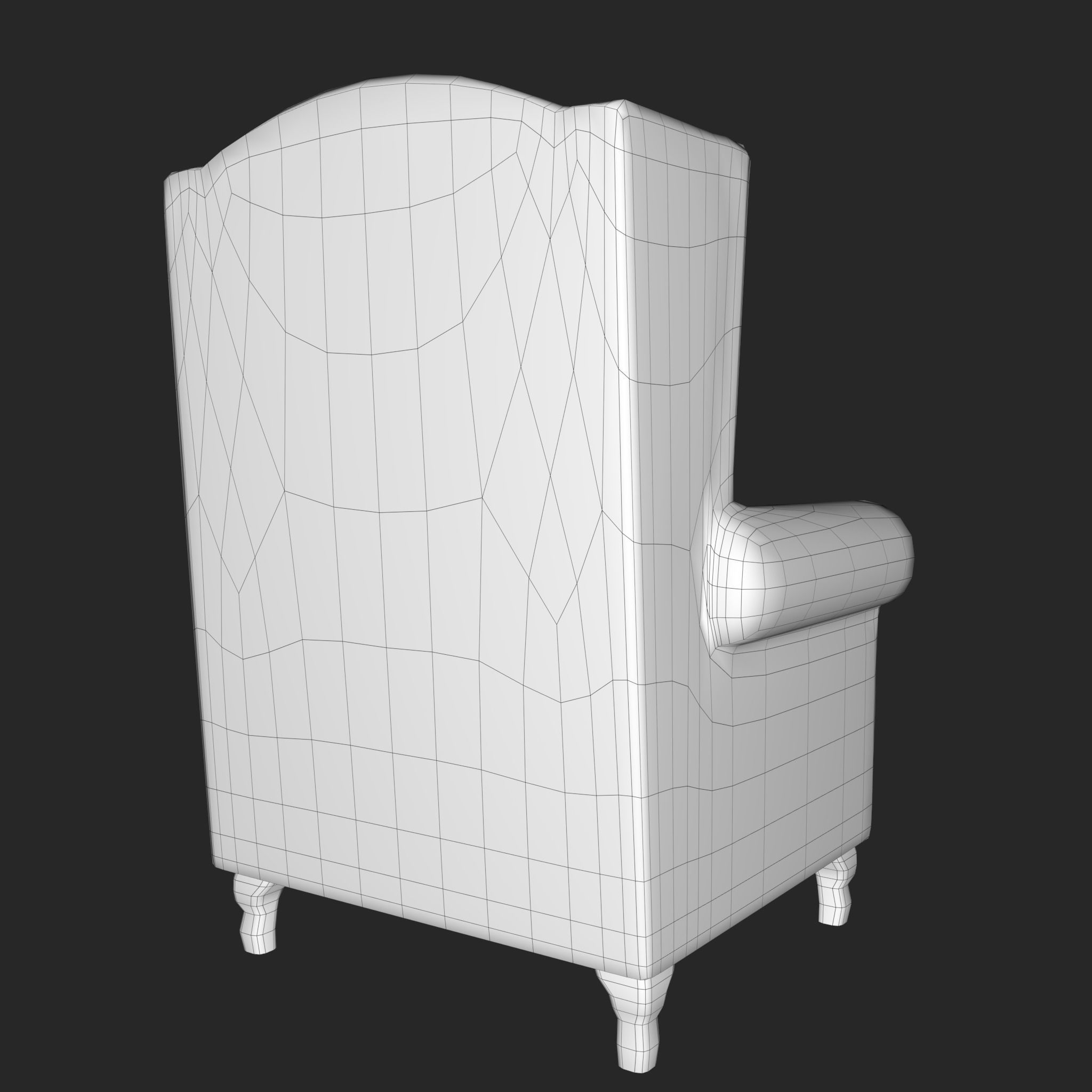 Low Poly Leather Armchair Low-poly 3D model_4