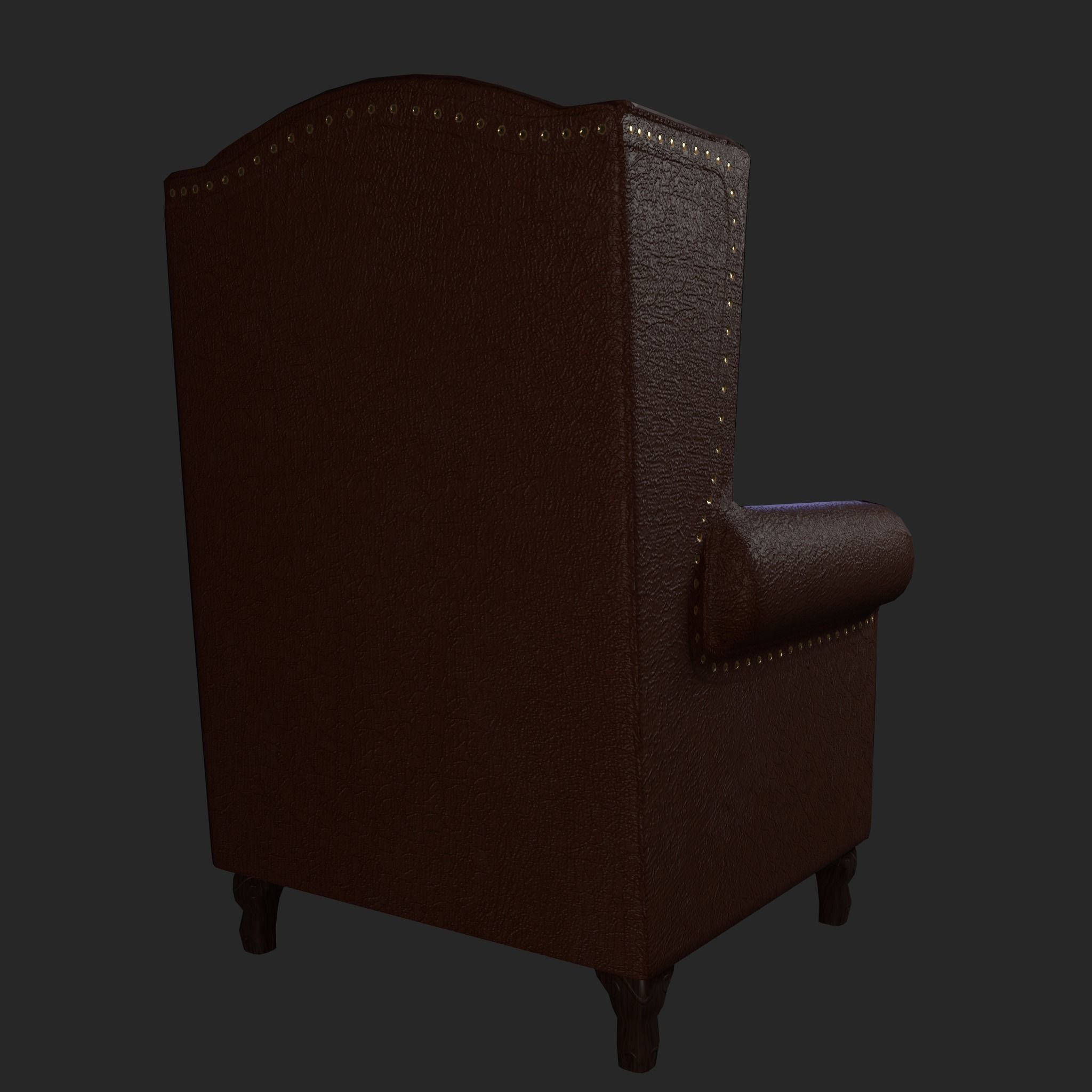 Low Poly Leather Armchair Low-poly 3D model_2
