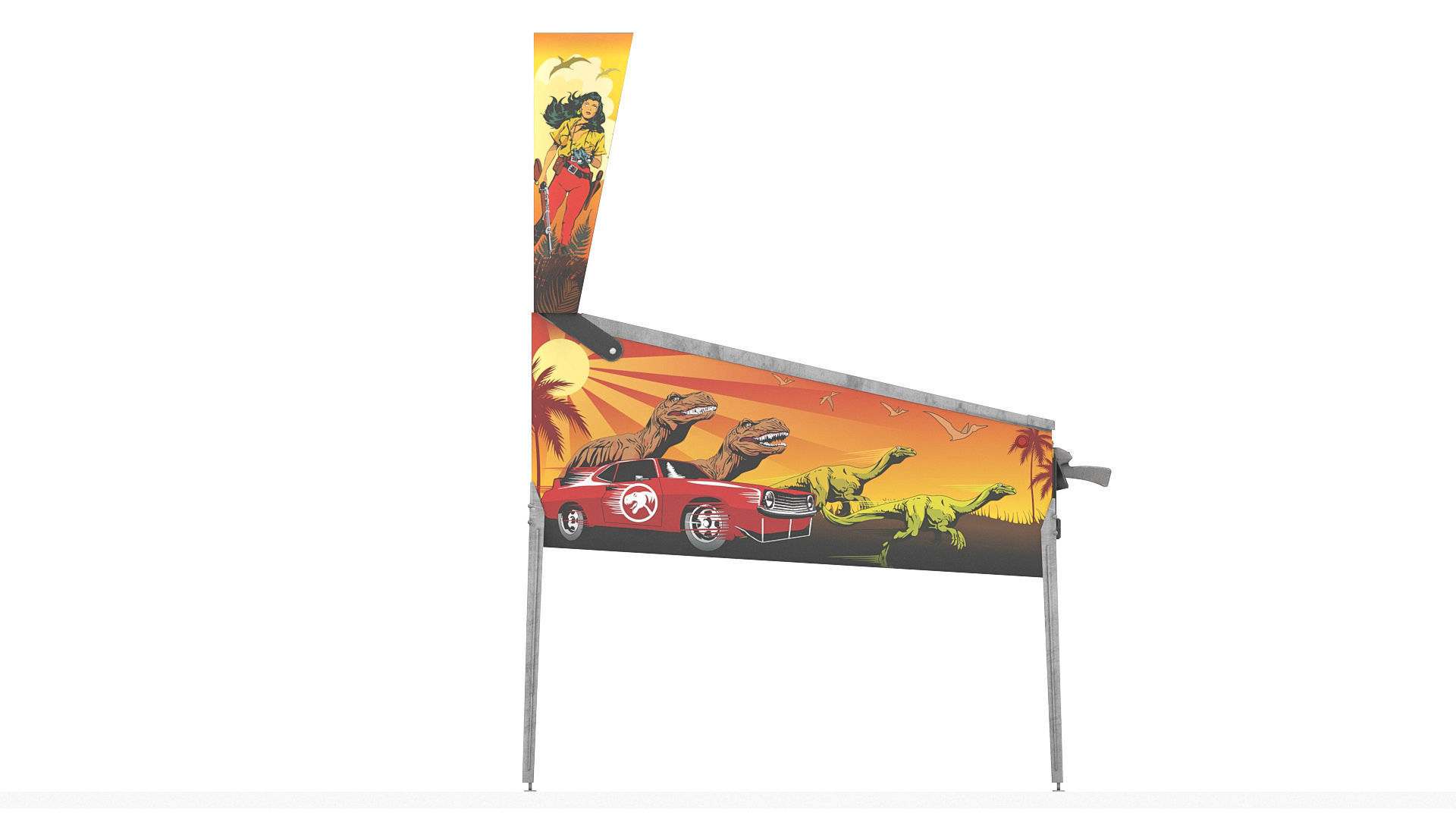 Fast cars and dinosaurs pinball Low-poly 3D model_4