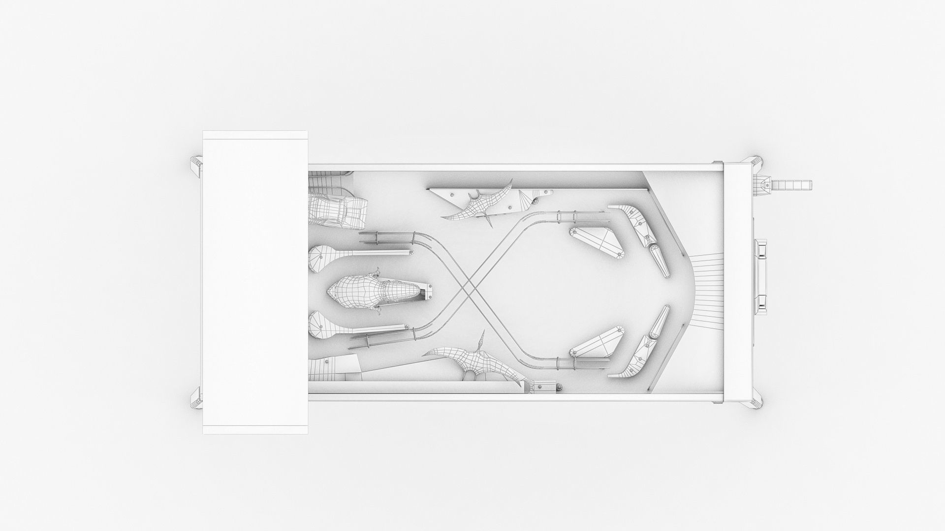 Fast cars and dinosaurs pinball Low-poly 3D model_7