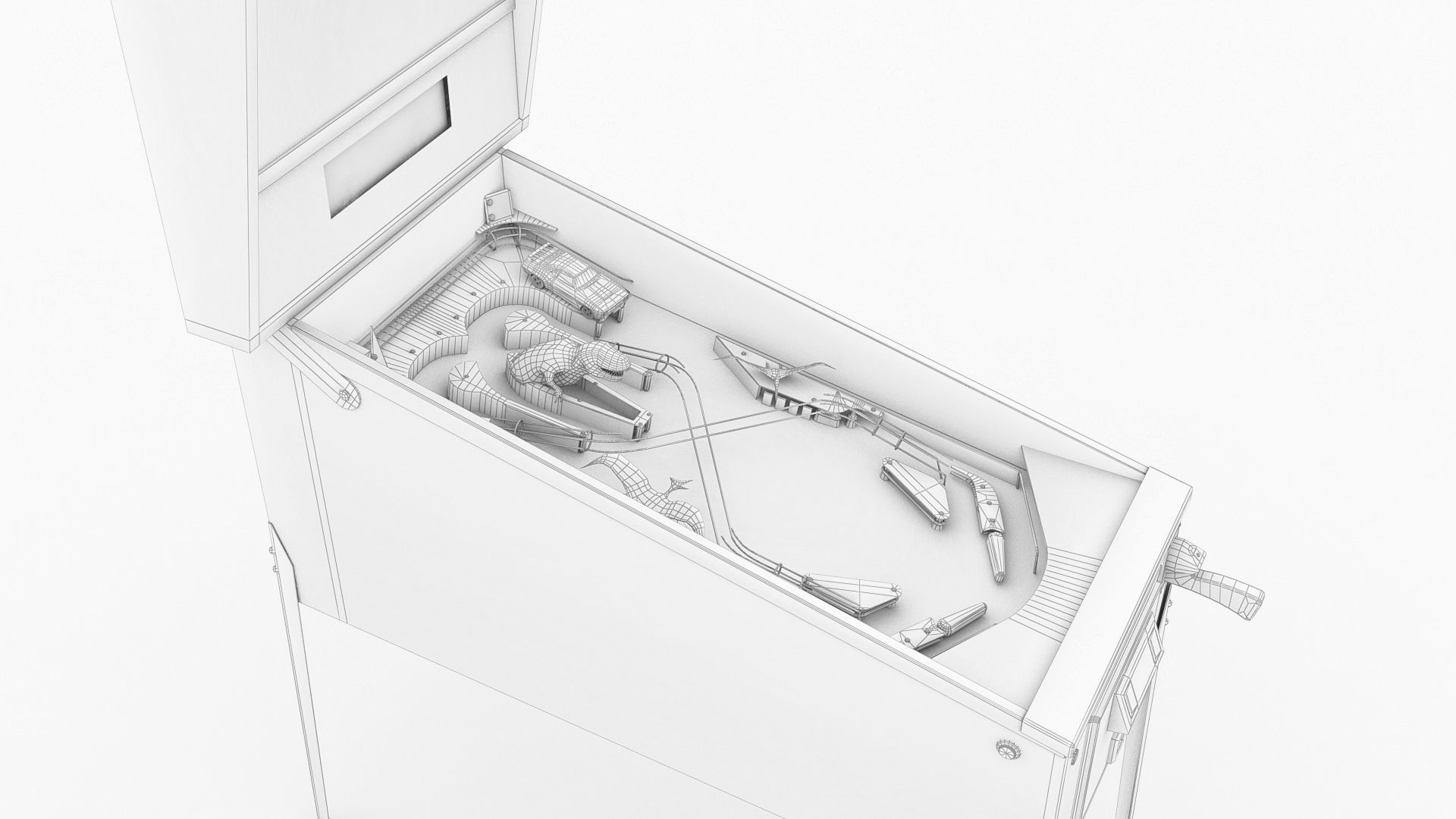 Fast cars and dinosaurs pinball Low-poly 3D model_13