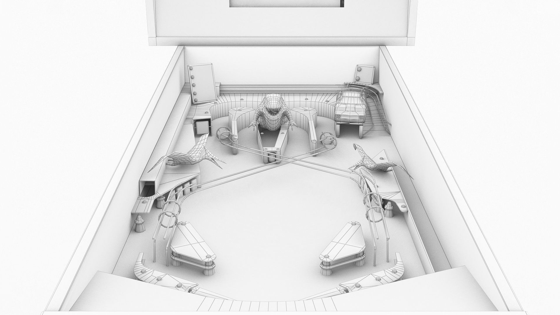 Fast cars and dinosaurs pinball Low-poly 3D model_9