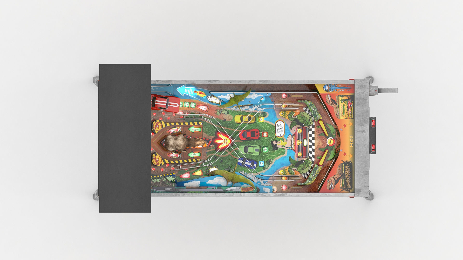 Fast cars and dinosaurs pinball Low-poly 3D model_6