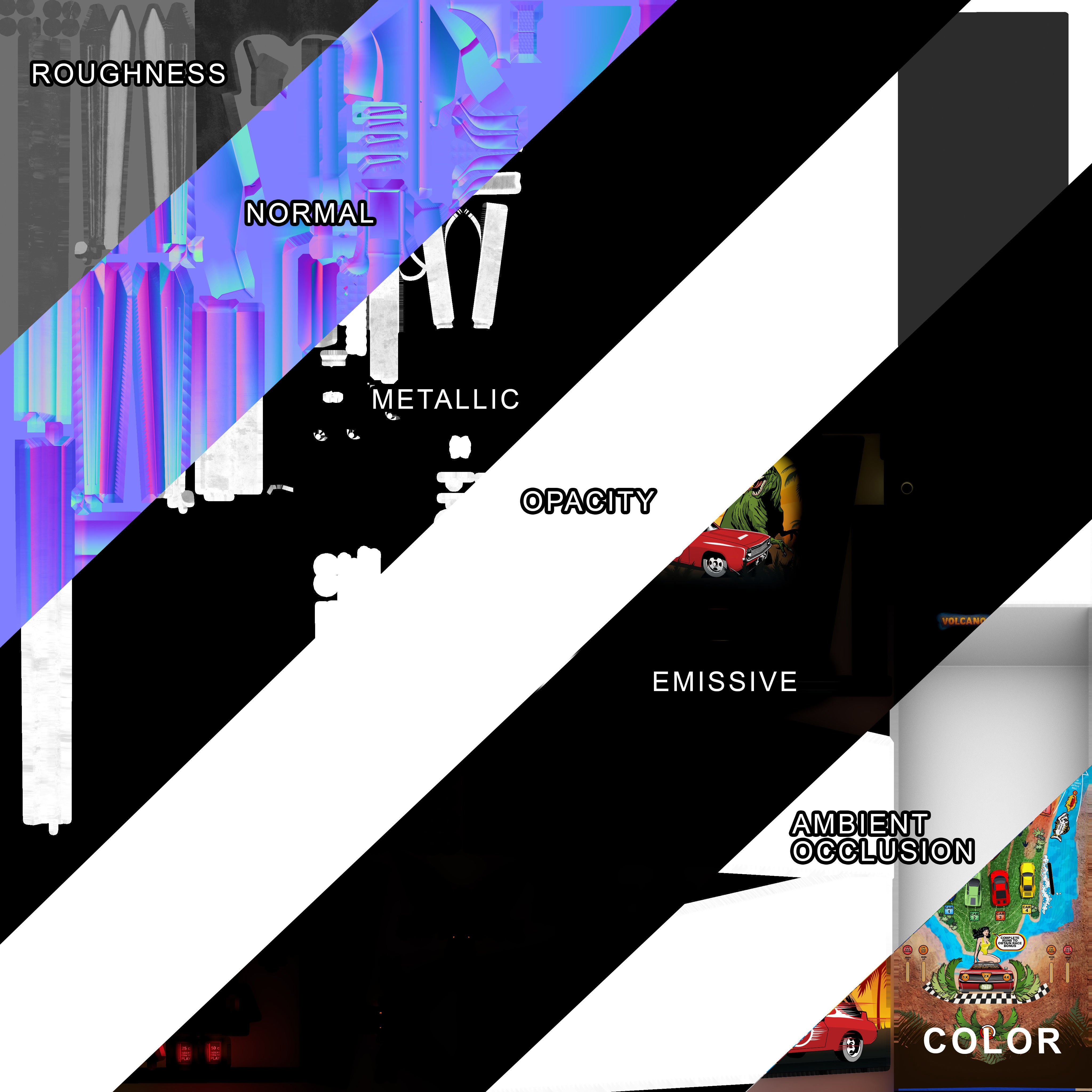 Fast cars and dinosaurs pinball Low-poly 3D model_15