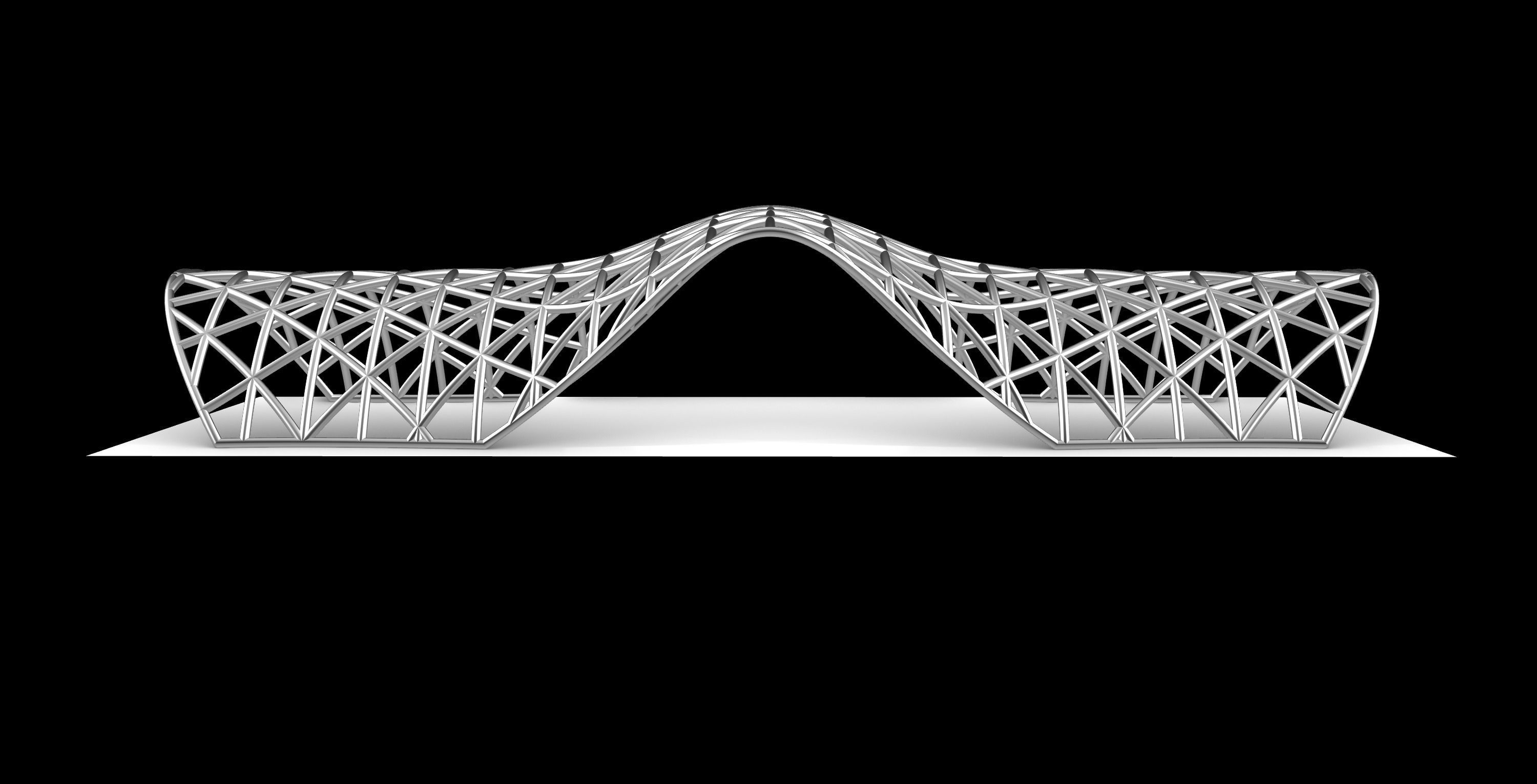 Pavilion Triangulated Wireframe Architecture Parametric v2 3D model_4
