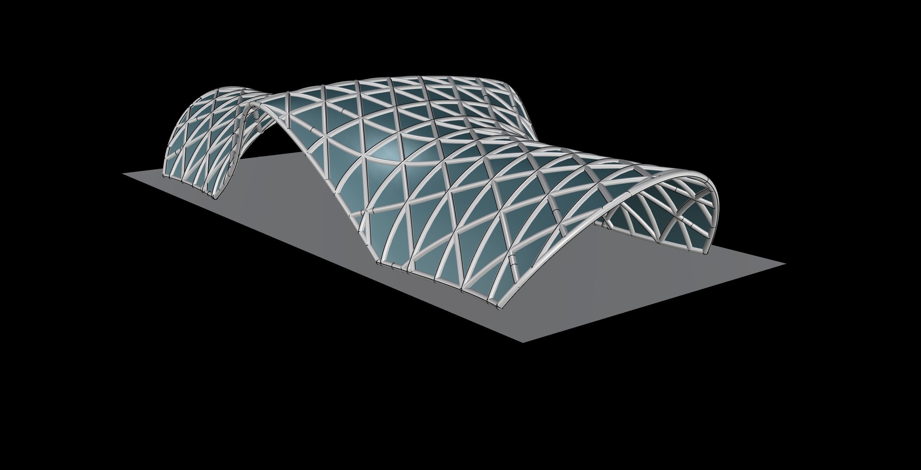 Pavilion Triangulated Wireframe Architecture Parametric v2 3D model_6