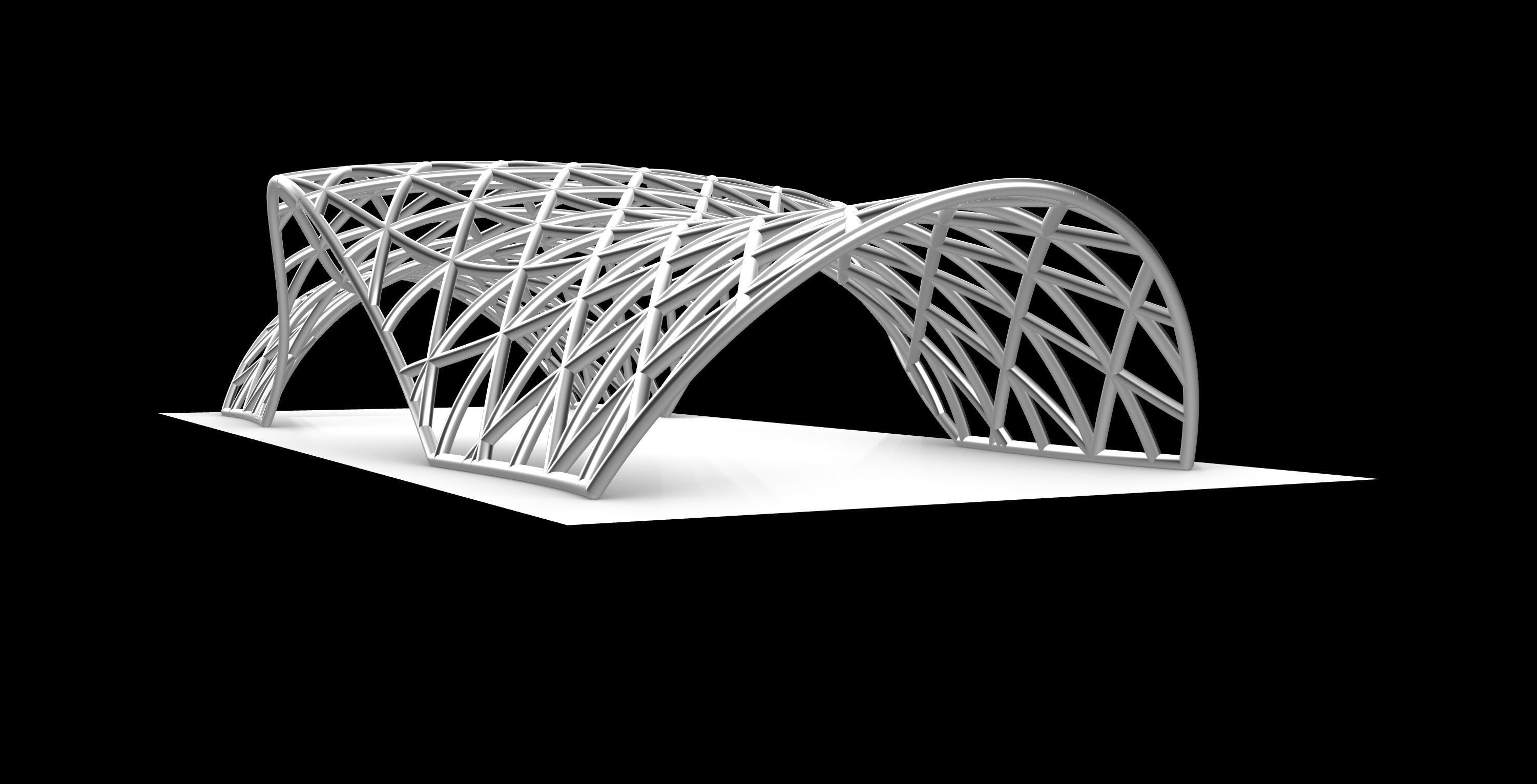 Pavilion Triangulated Wireframe Architecture Parametric v2 3D model_2