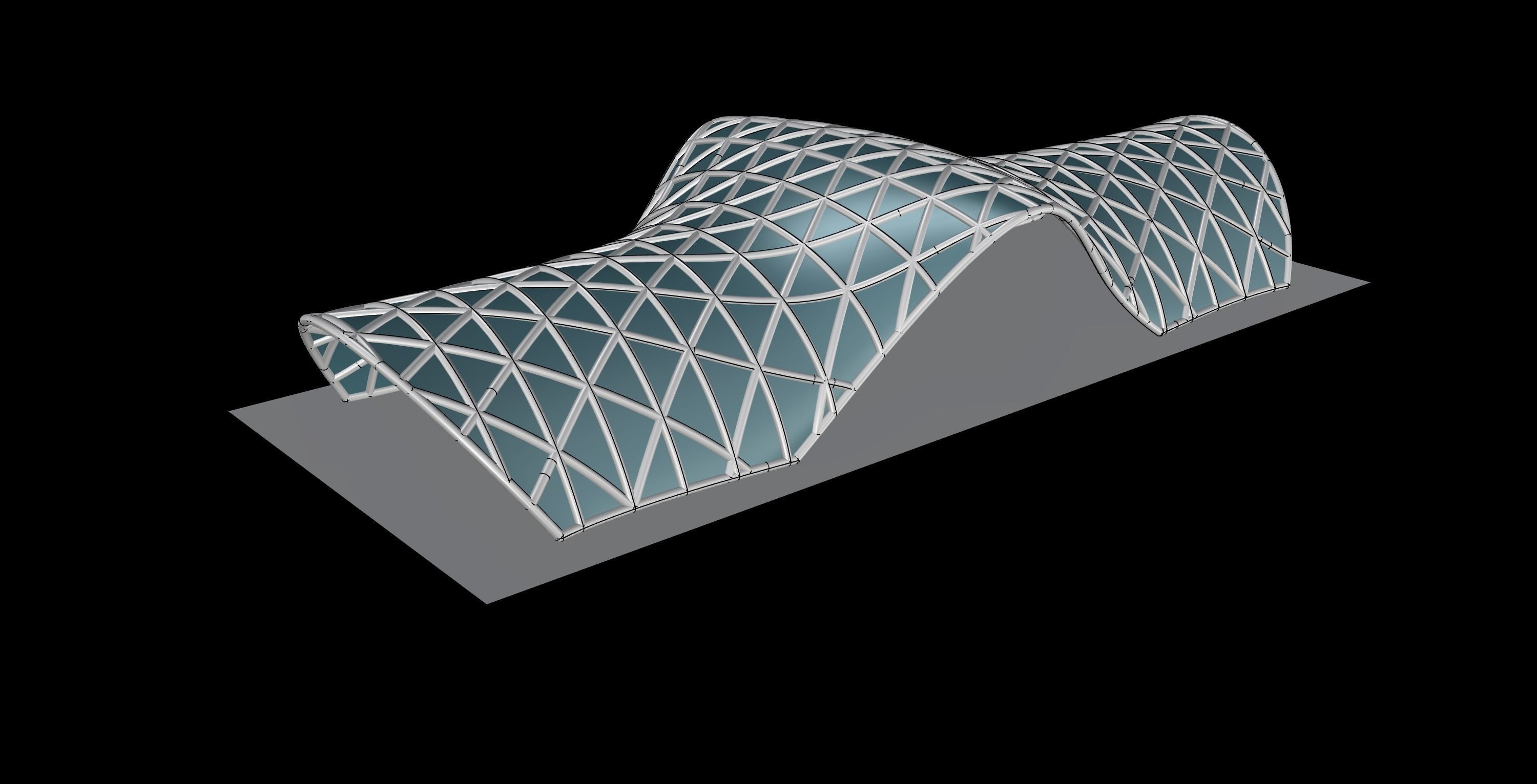 Pavilion Triangulated Wireframe Architecture Parametric v2 3D model_5