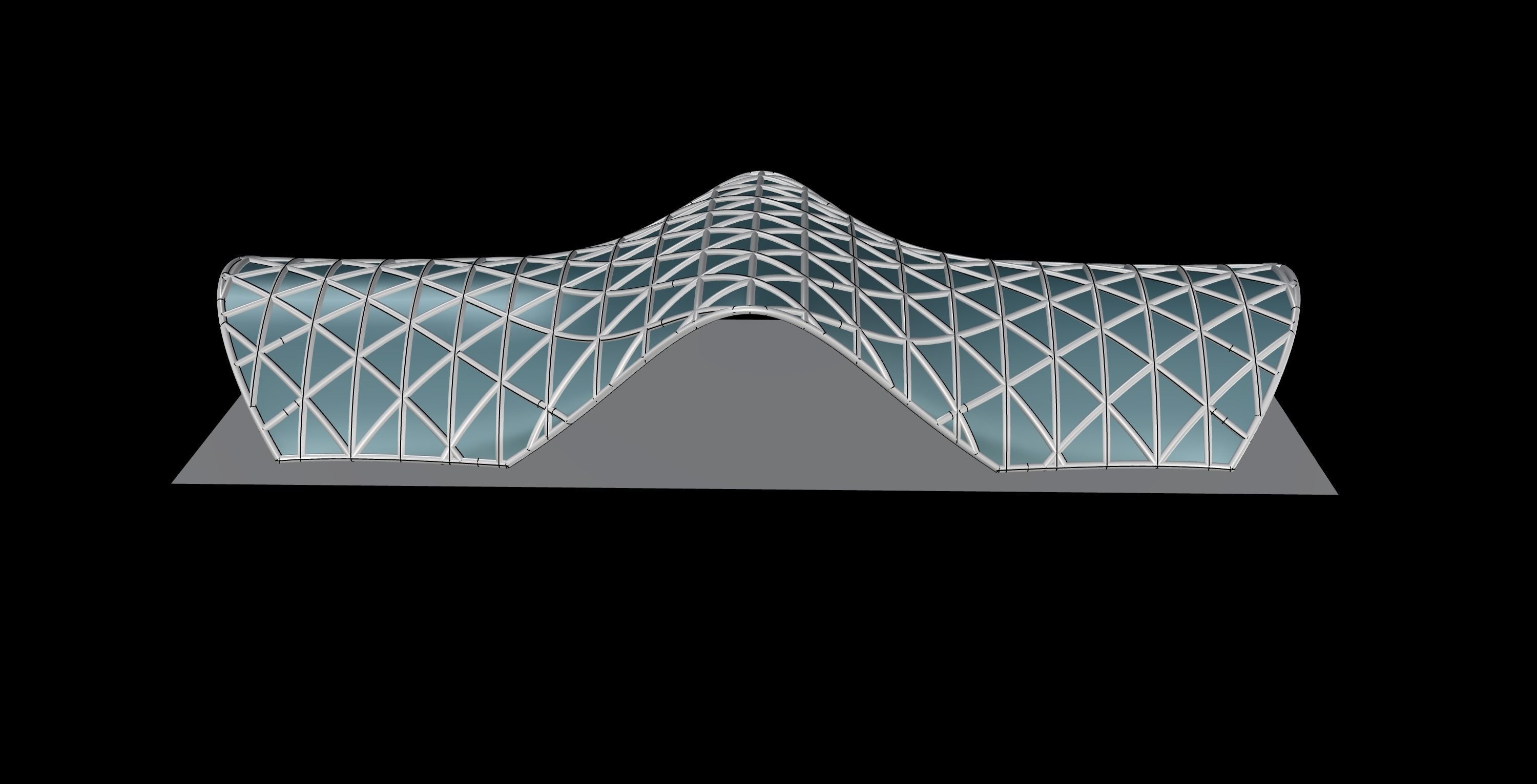 Pavilion Triangulated Wireframe Architecture Parametric v2 3D model_7