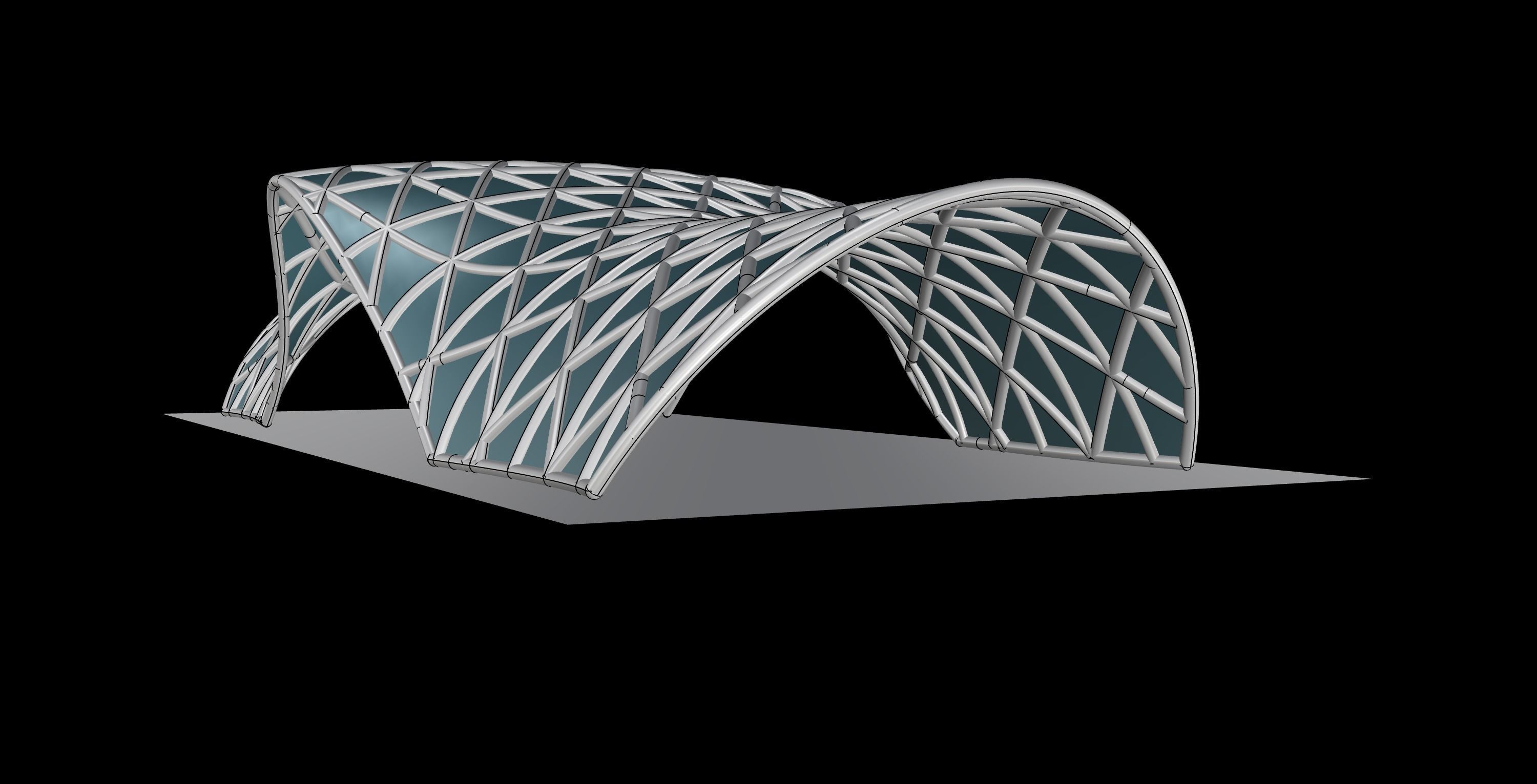 Pavilion Triangulated Wireframe Architecture Parametric v2 3D model_9