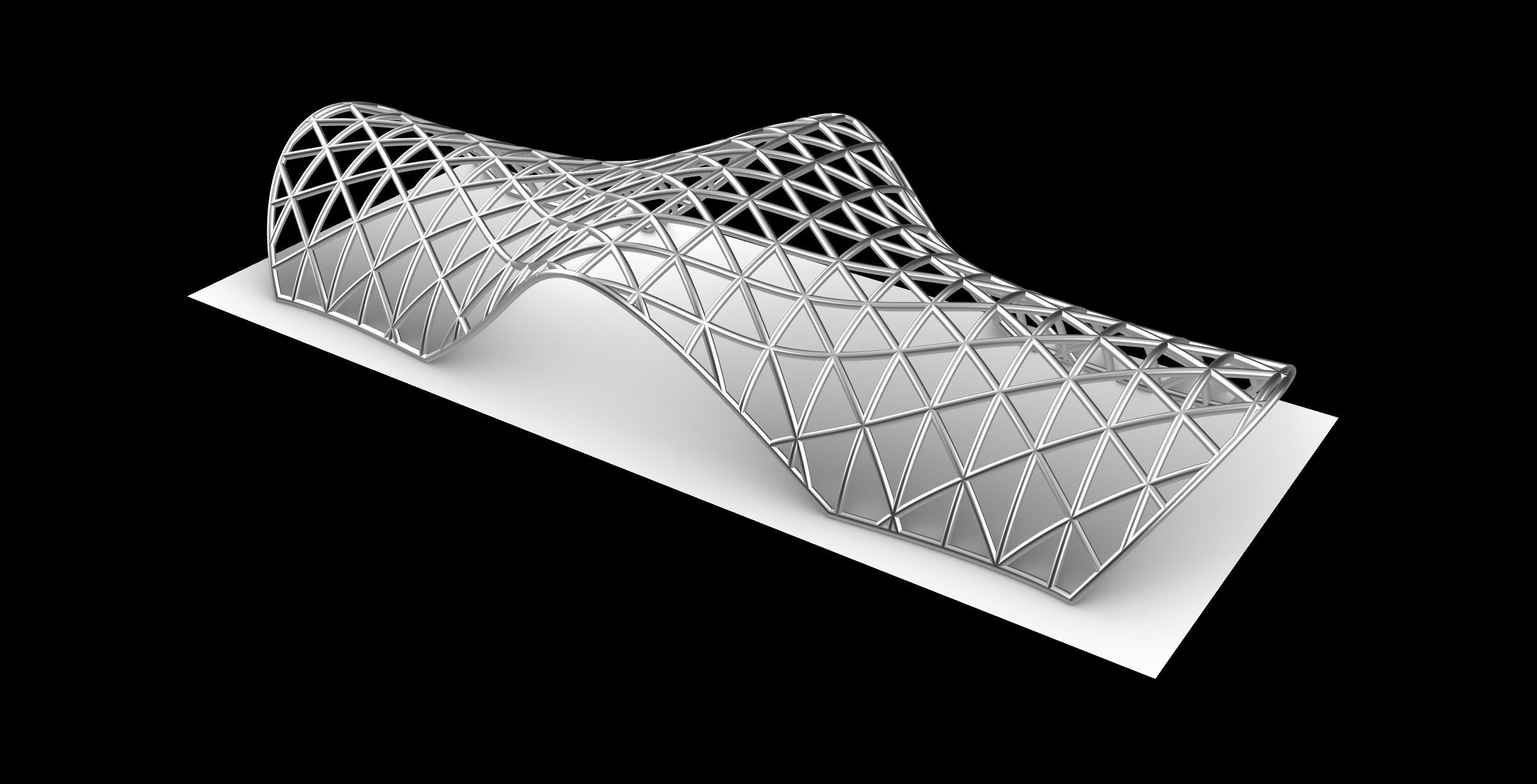 Pavilion Triangulated Wireframe Architecture Parametric v2 3D model_1
