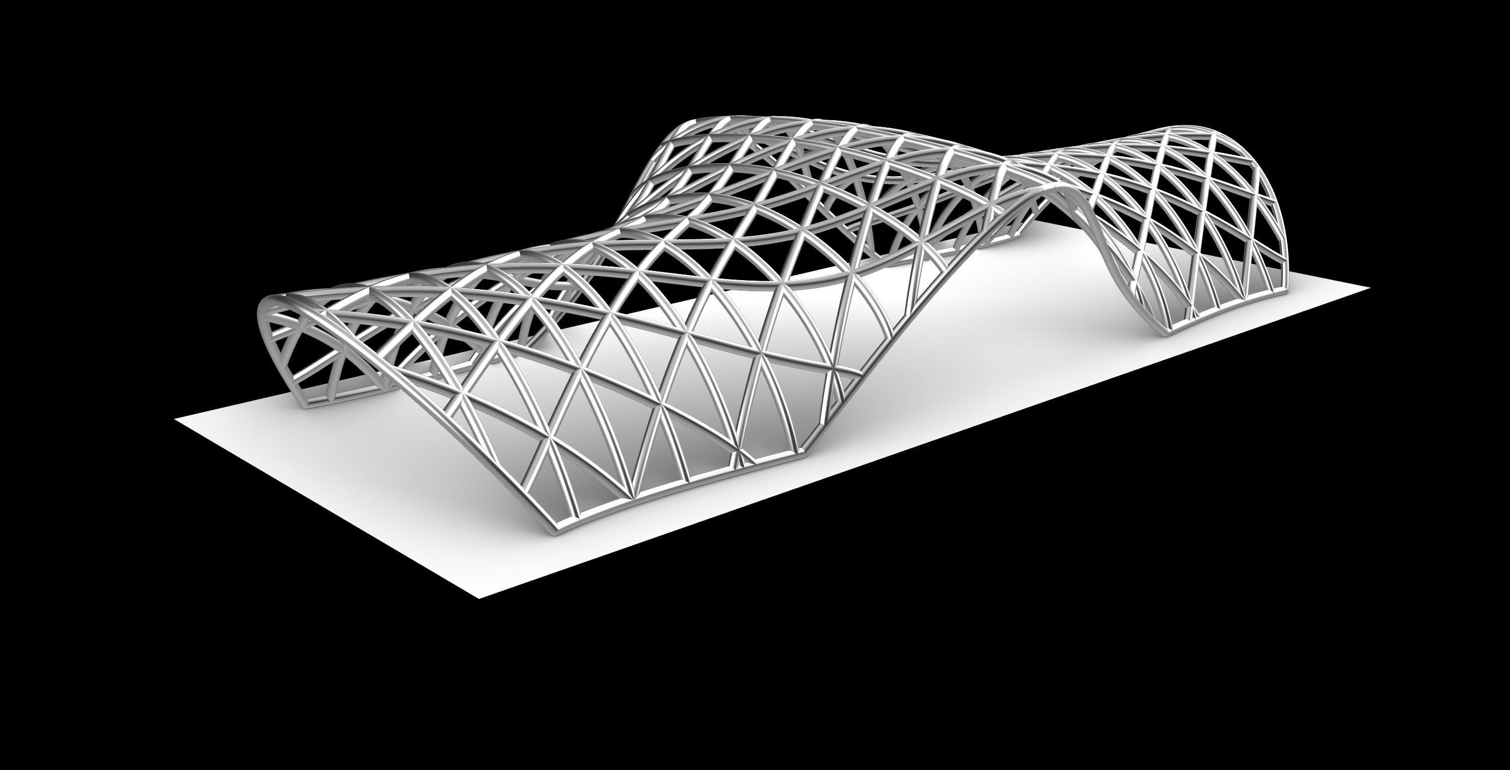 Pavilion Triangulated Wireframe Architecture Parametric v2 3D model_3