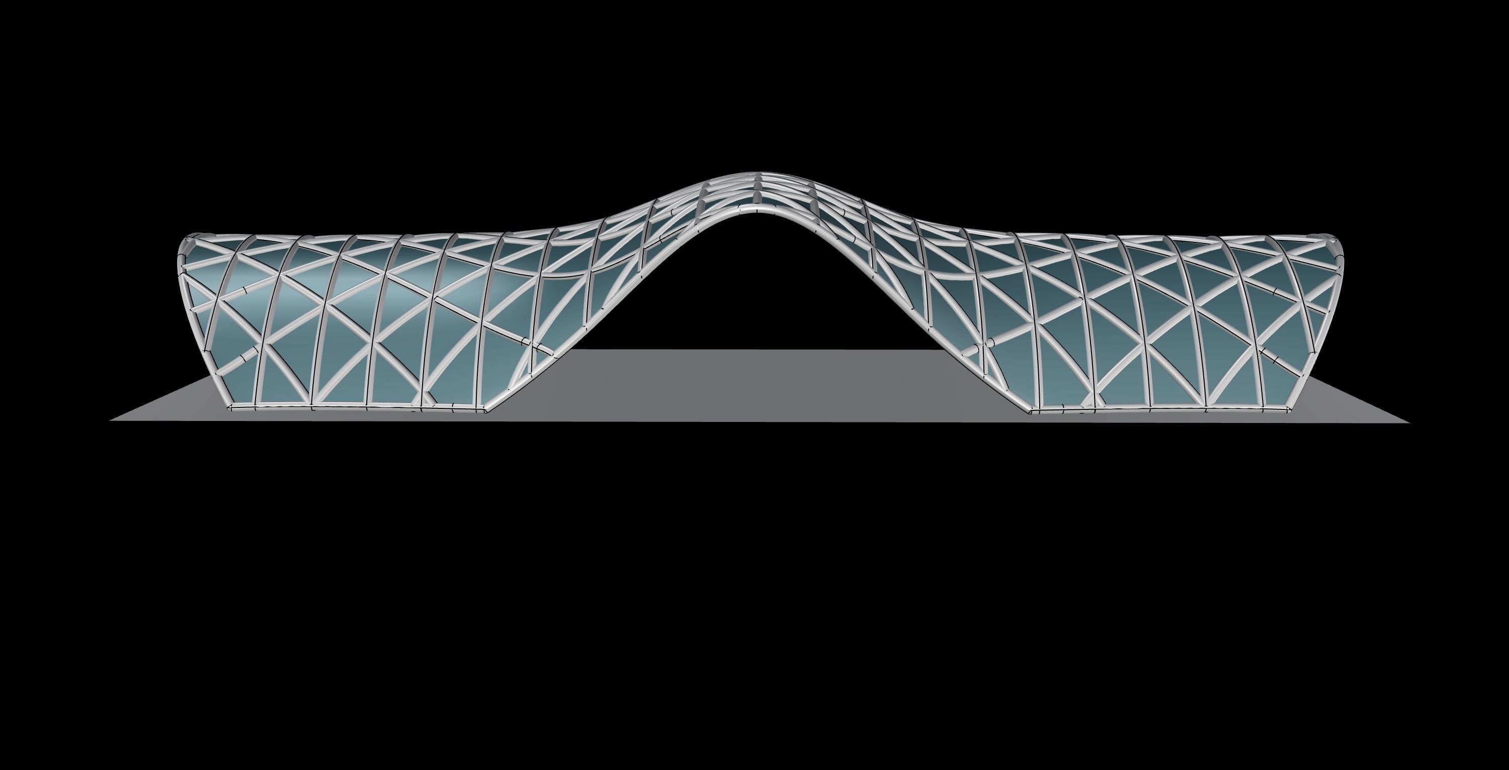 Pavilion Triangulated Wireframe Architecture Parametric v2 3D model_8