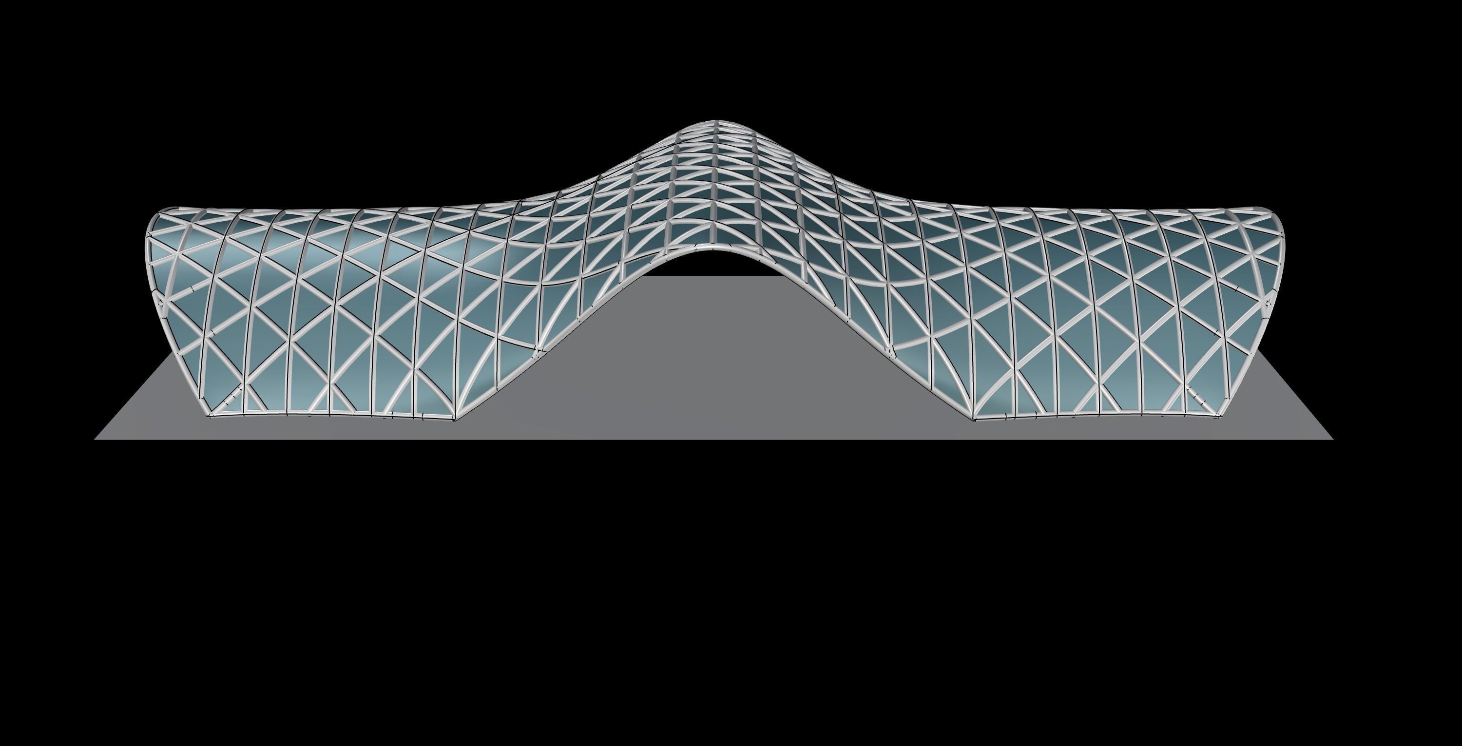 Pavilion Triangulated Wireframe Architecture Parametric v3 3D model_7