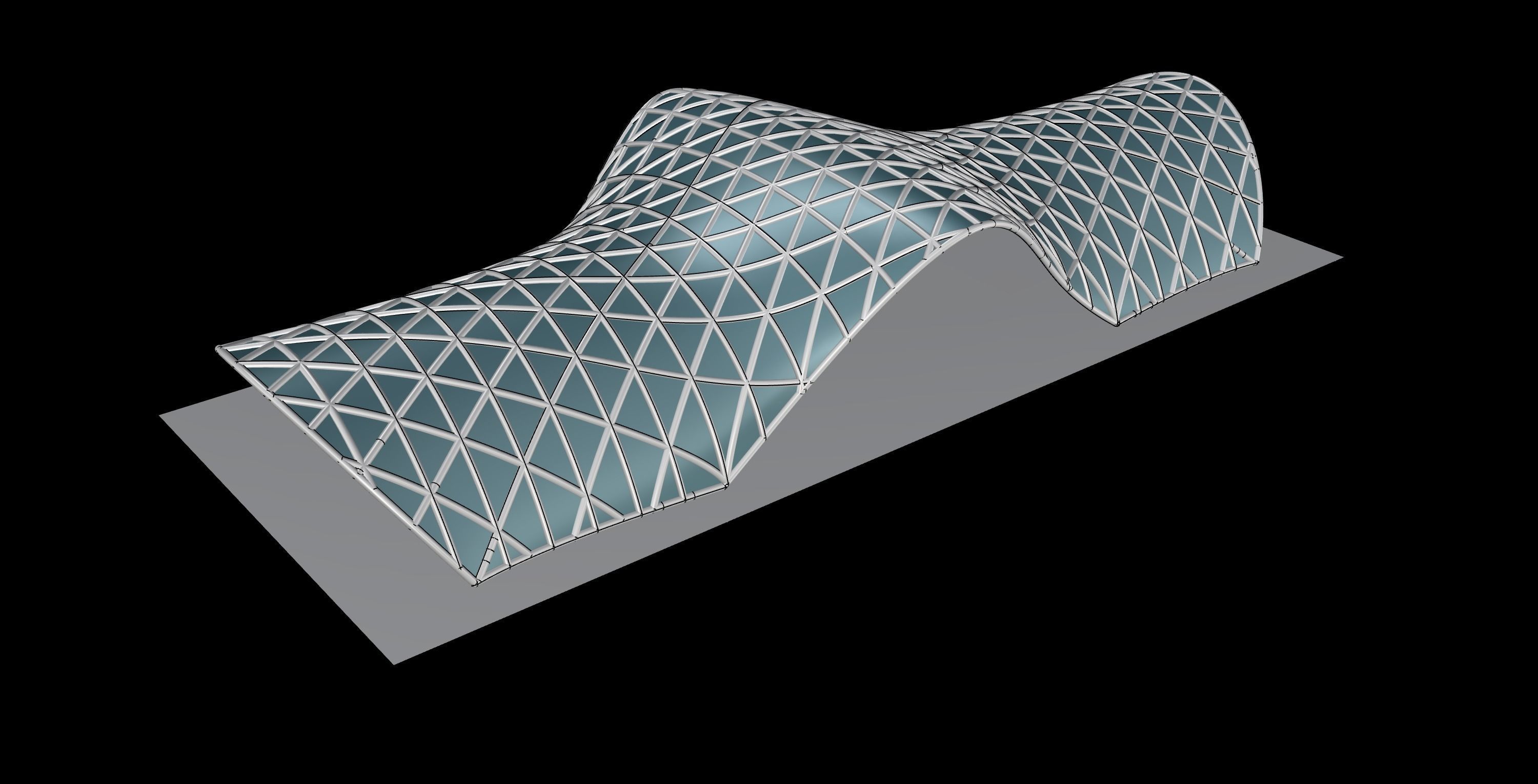 Pavilion Triangulated Wireframe Architecture Parametric v3 3D model_5