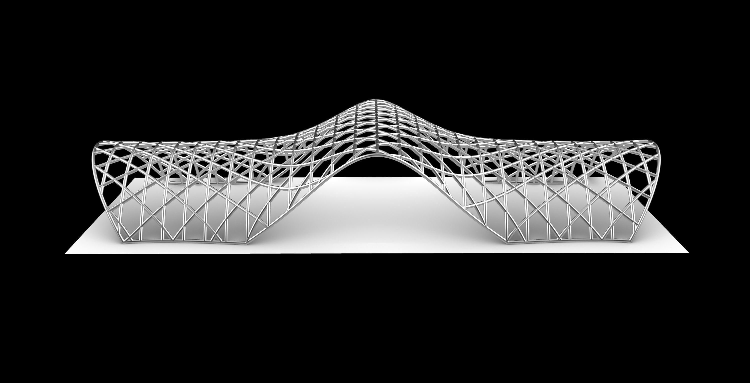 Pavilion Triangulated Wireframe Architecture Parametric v4 3D model_4