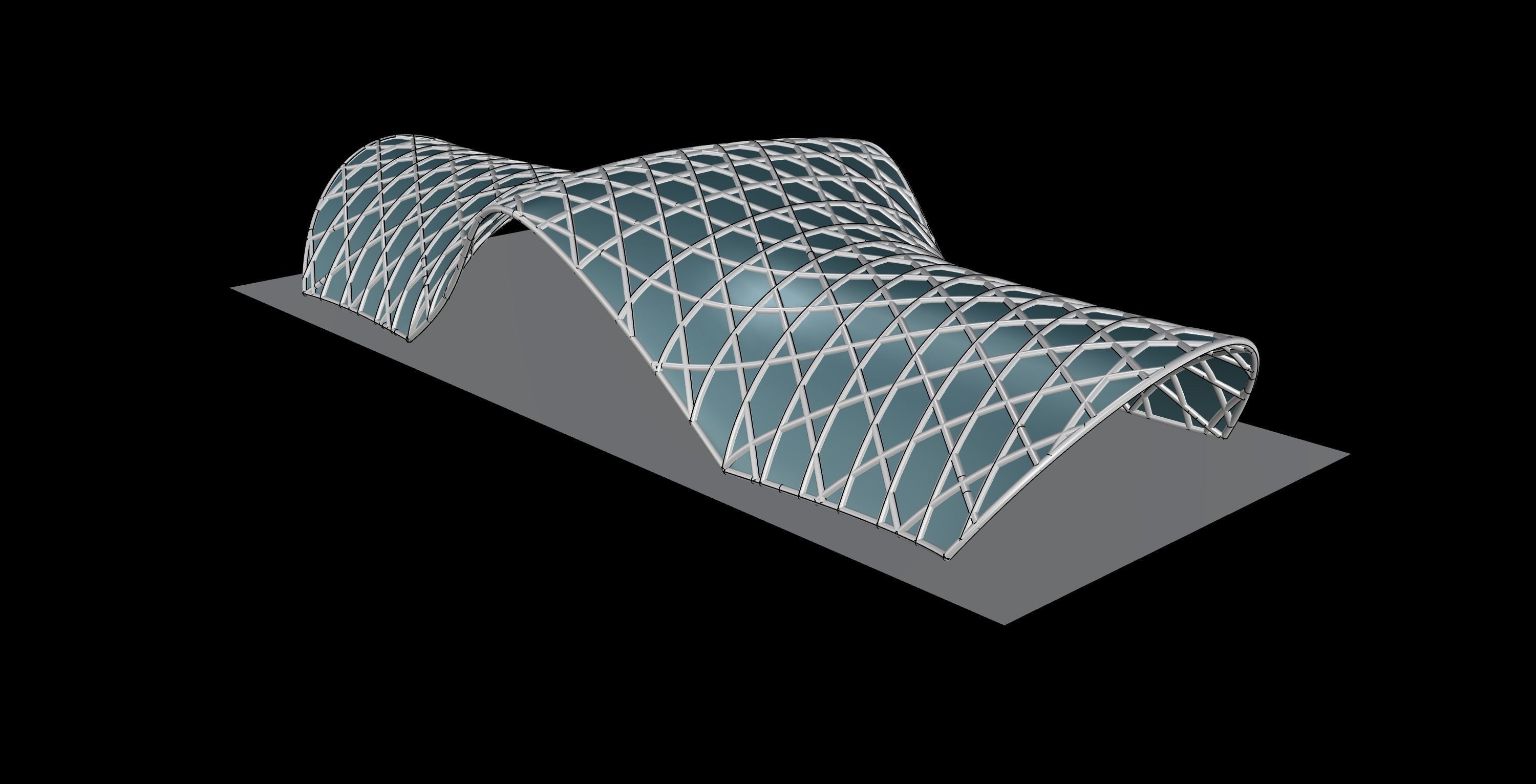 Pavilion Triangulated Wireframe Architecture Parametric v4 3D model_6