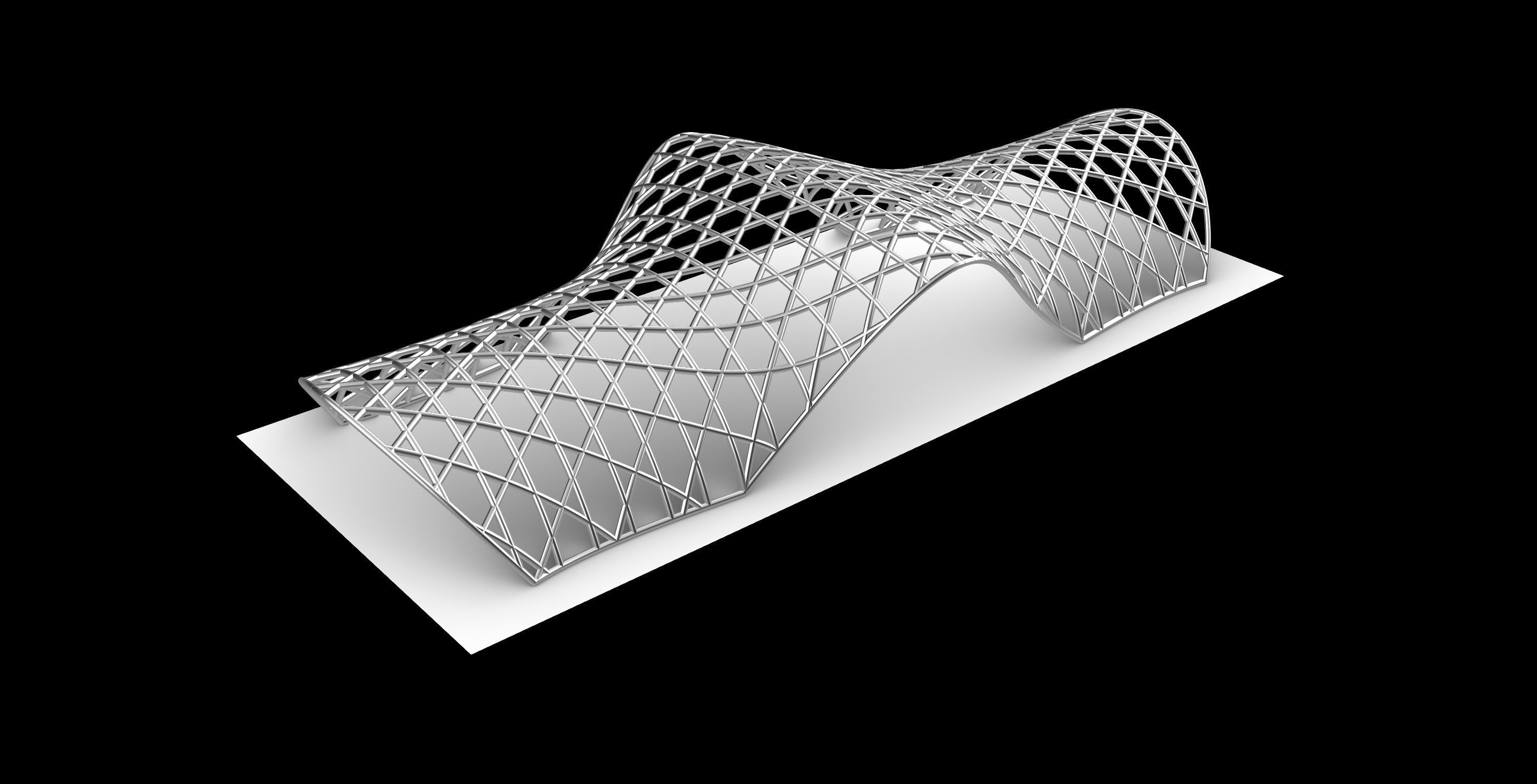 Pavilion Triangulated Wireframe Architecture Parametric v4 3D model_3