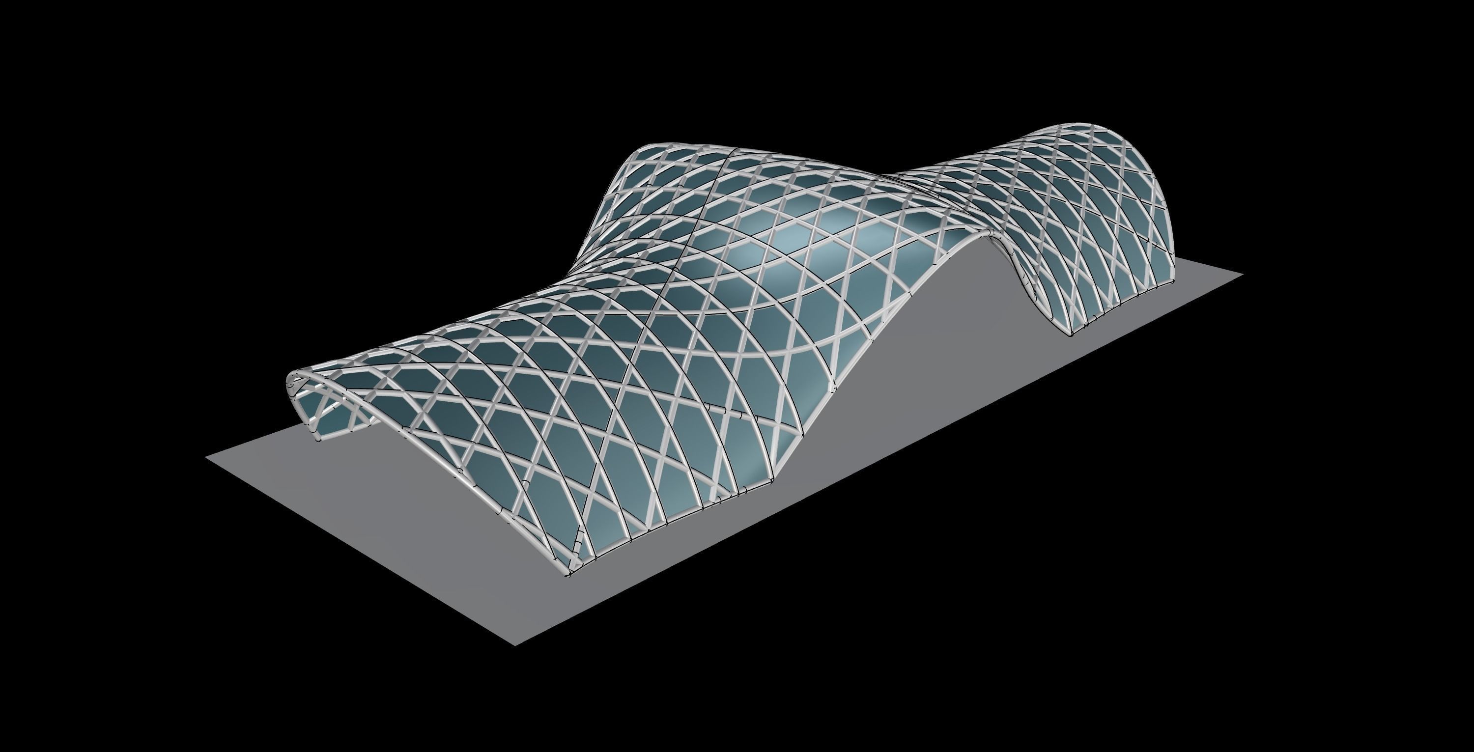 Pavilion Triangulated Wireframe Architecture Parametric v4 3D model_5