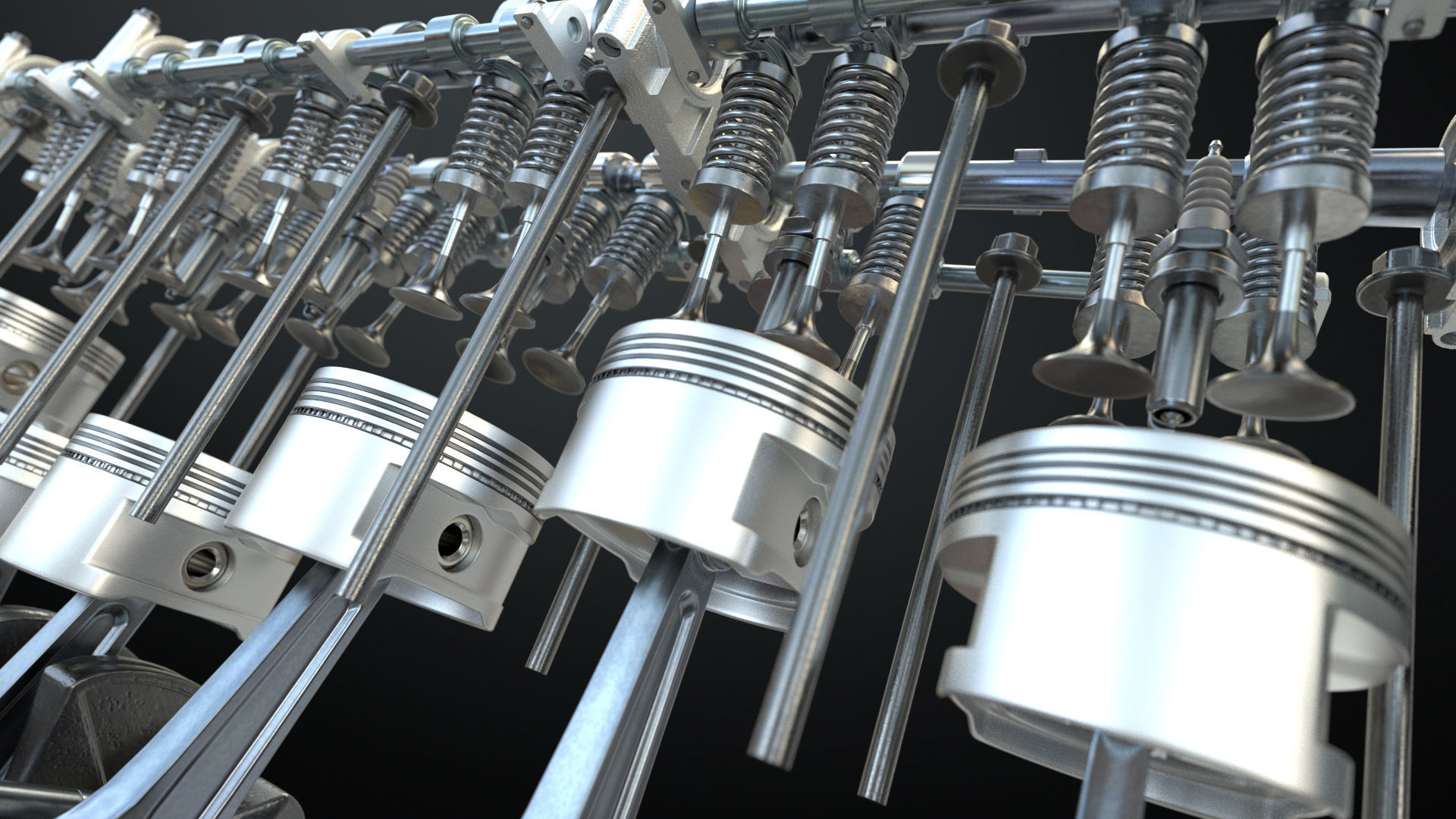 V12 Engine Working Animated 3D model_14