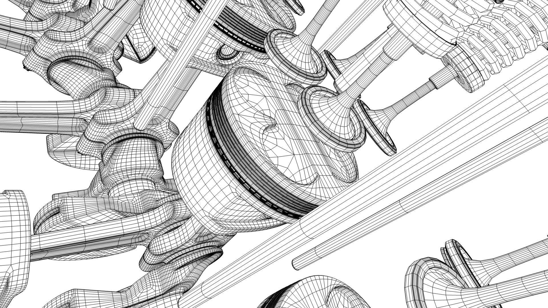 V12 Engine Working Animated 3D model_40