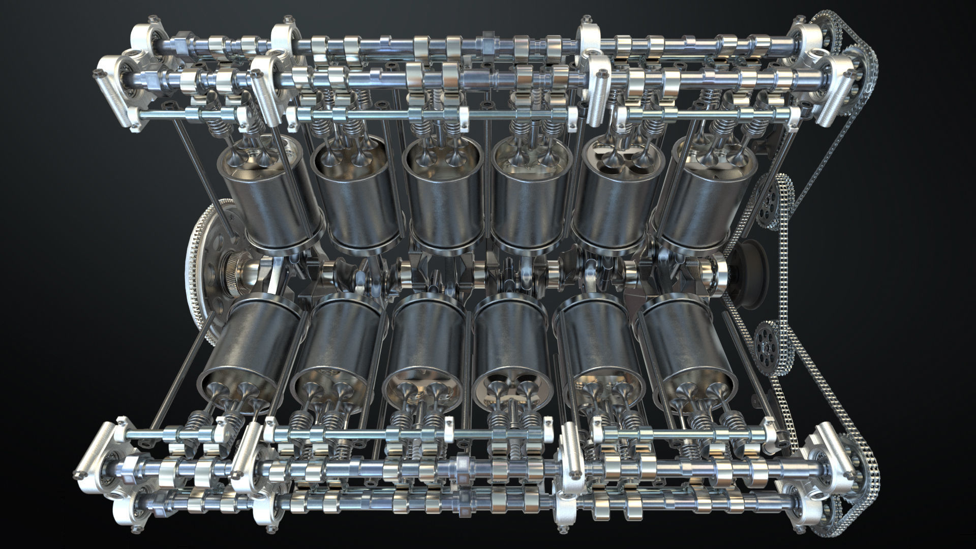 V12 Engine Working Animated 3D model_22