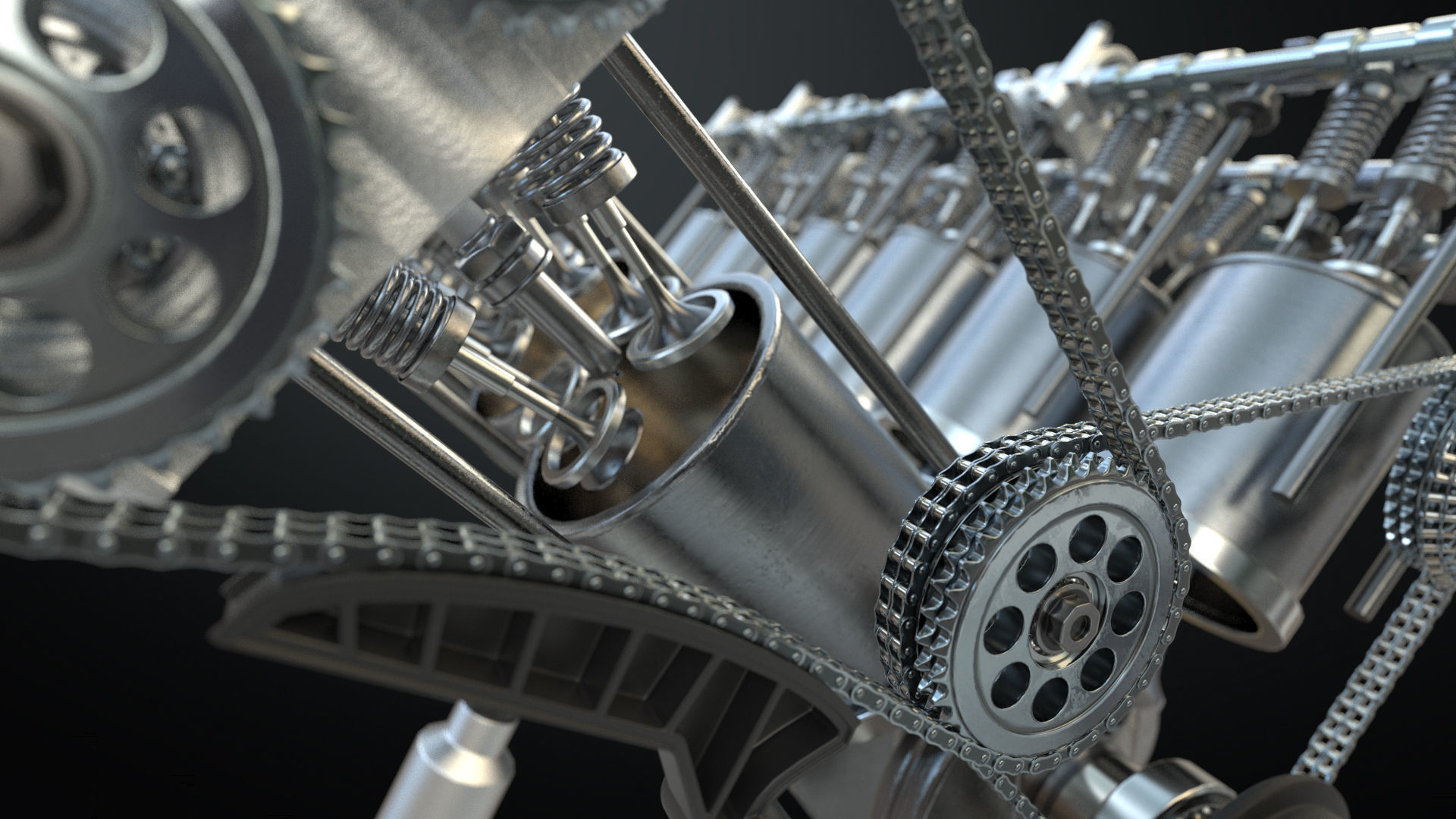 V12 Engine Working Animated 3D model_16