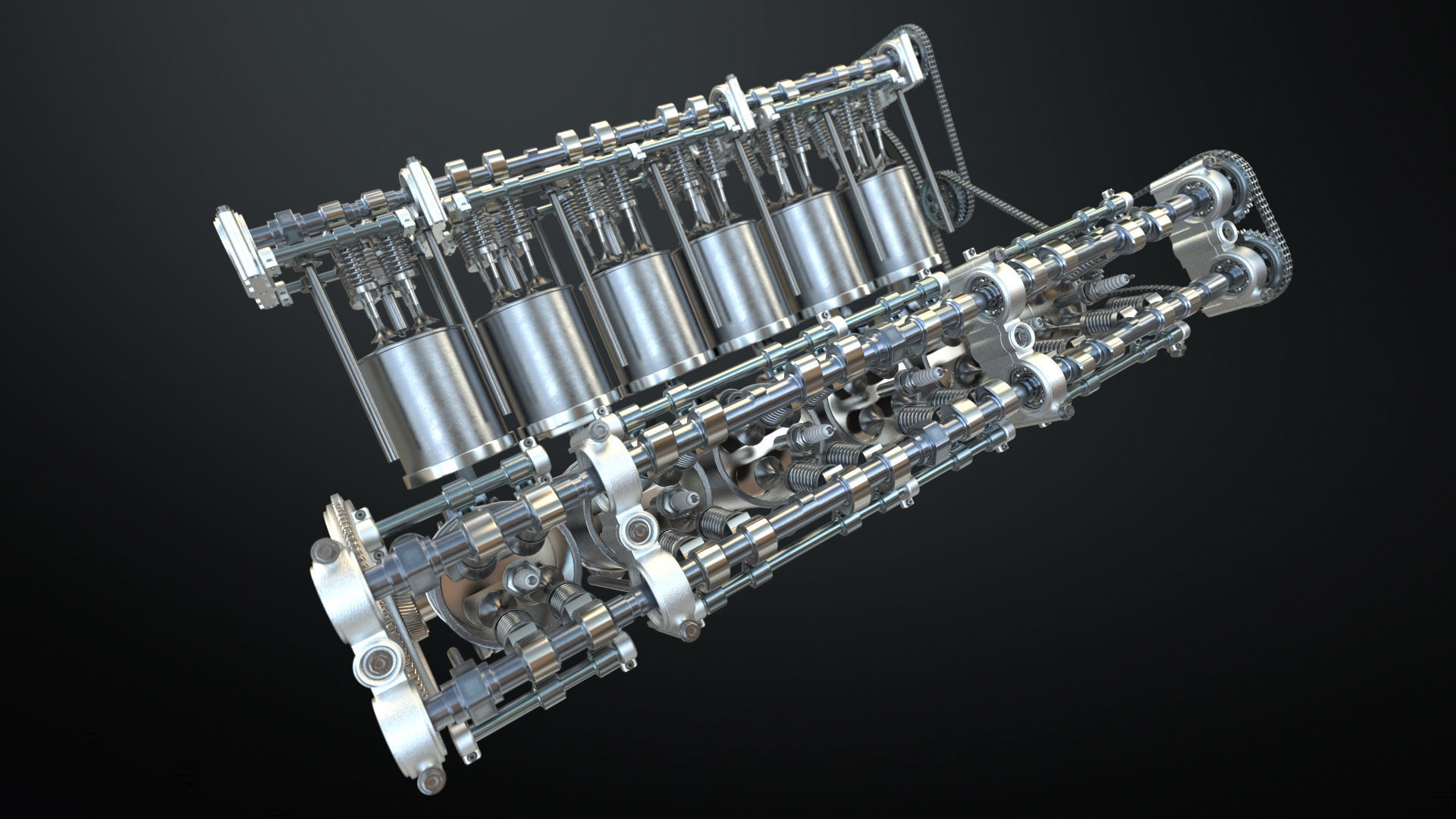 V12 Engine Working Animated 3D model_8