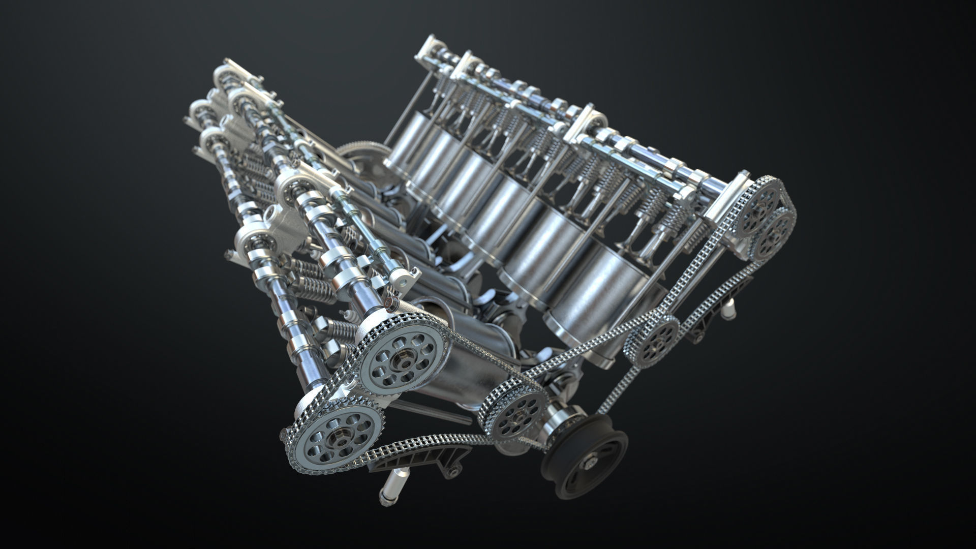 V12 Engine Working Animated 3D model_6