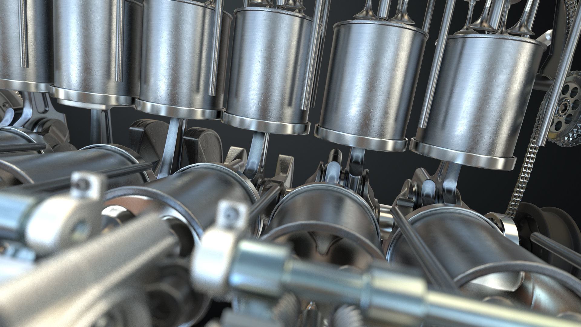 V12 Engine Working Animated 3D model_13