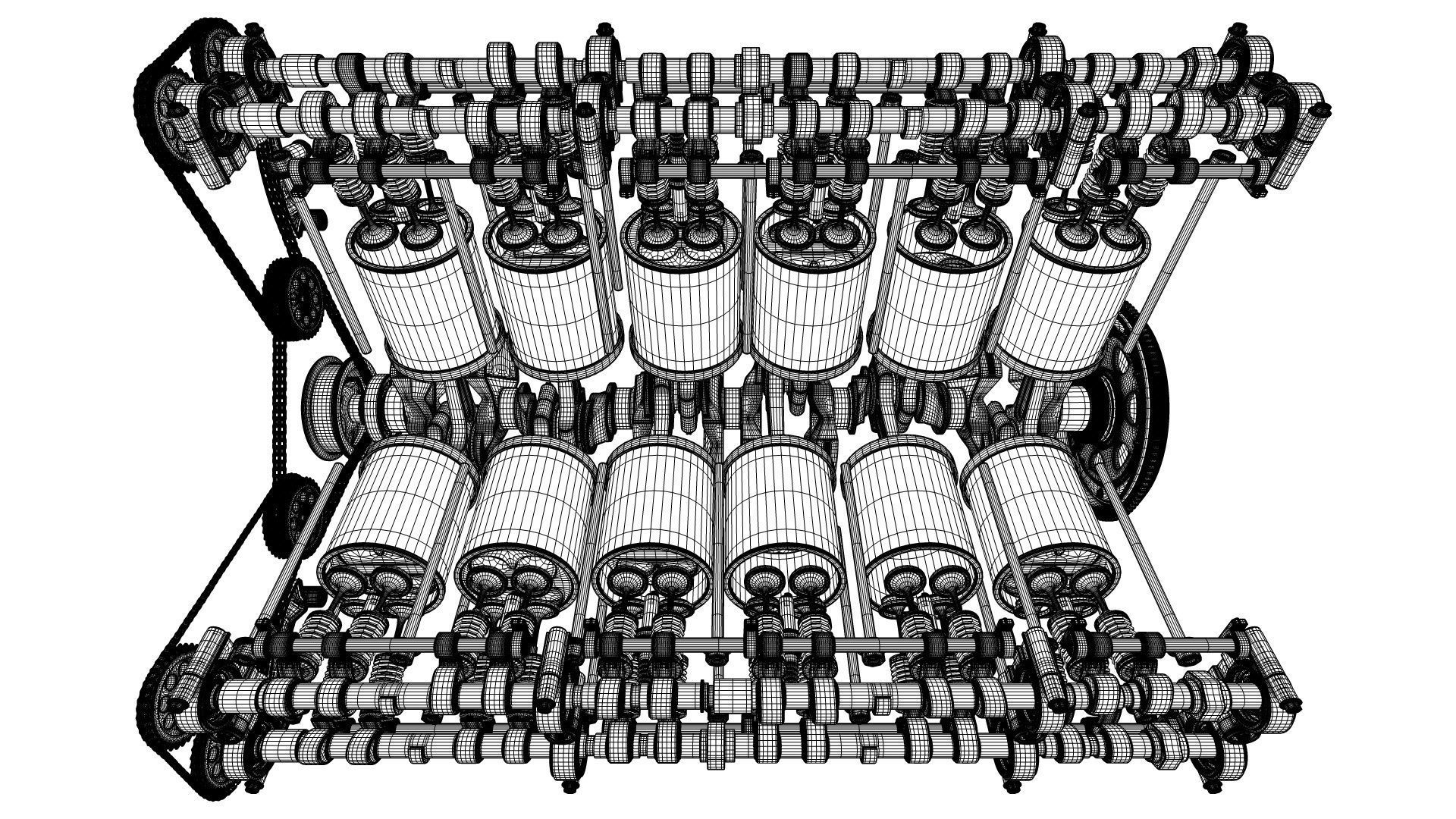 V12 Engine Working Animated 3D model_29