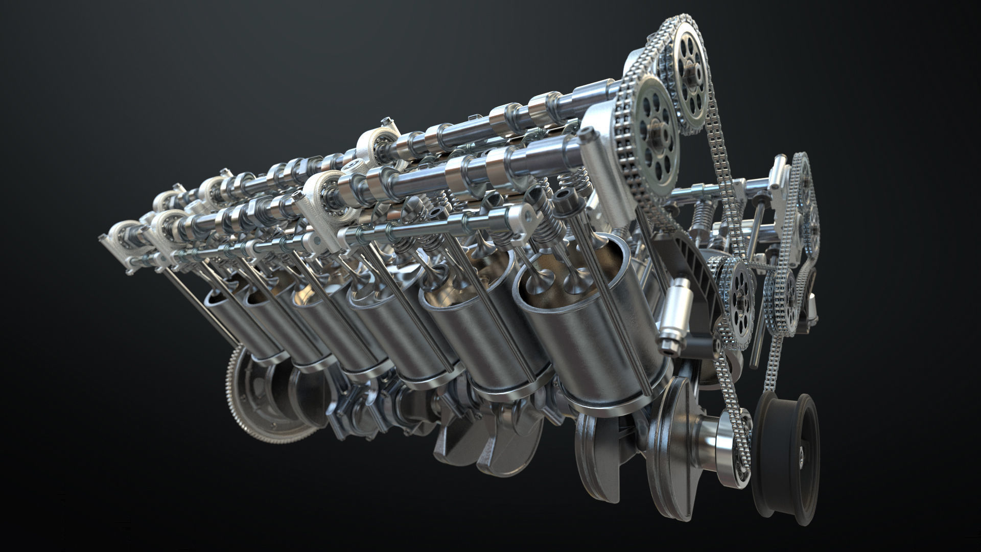 V12 Engine Working Animated 3D model_7