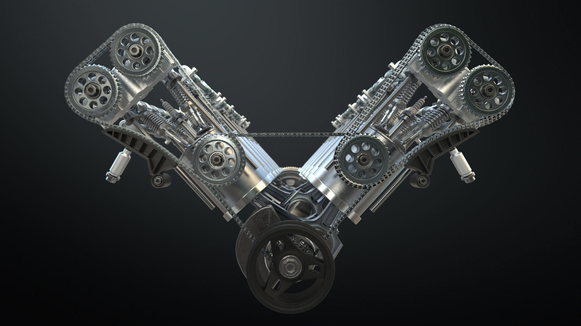 V12 Engine Working Animated 3D model_9