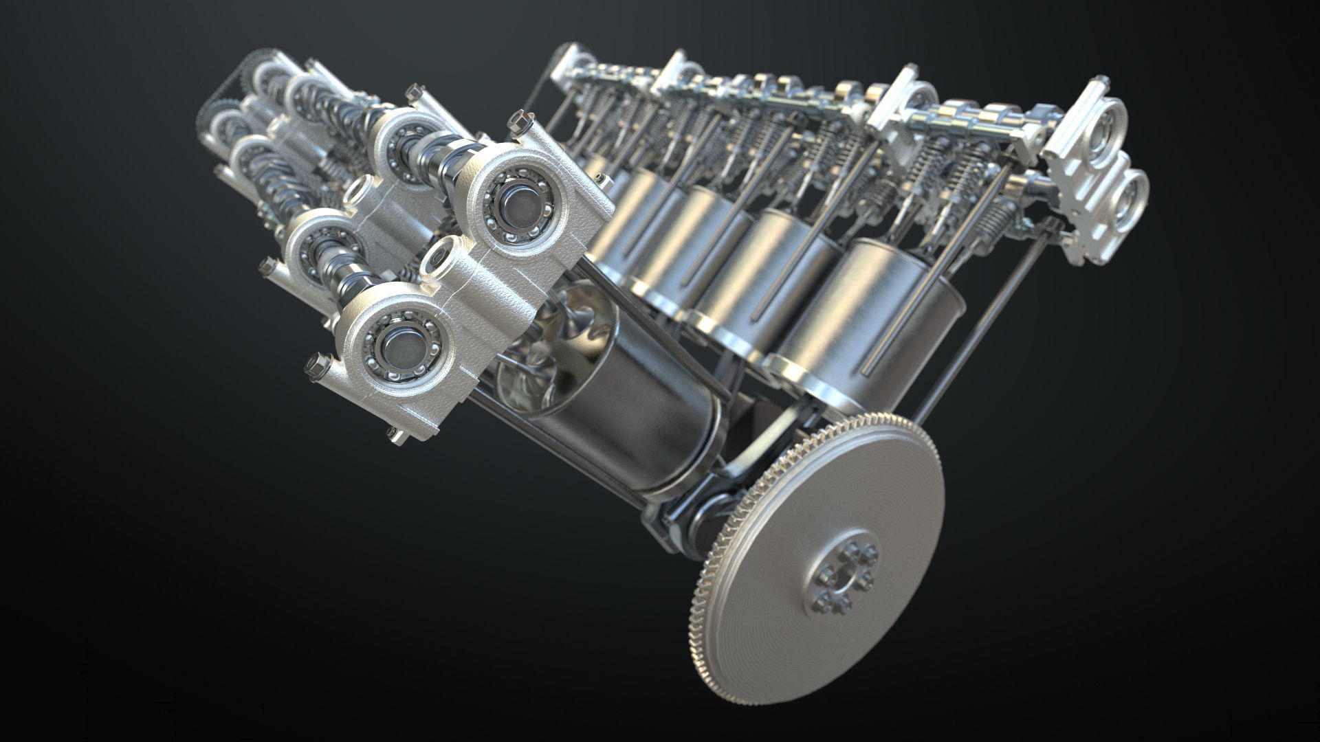 V12 Engine Working Animated 3D model_21
