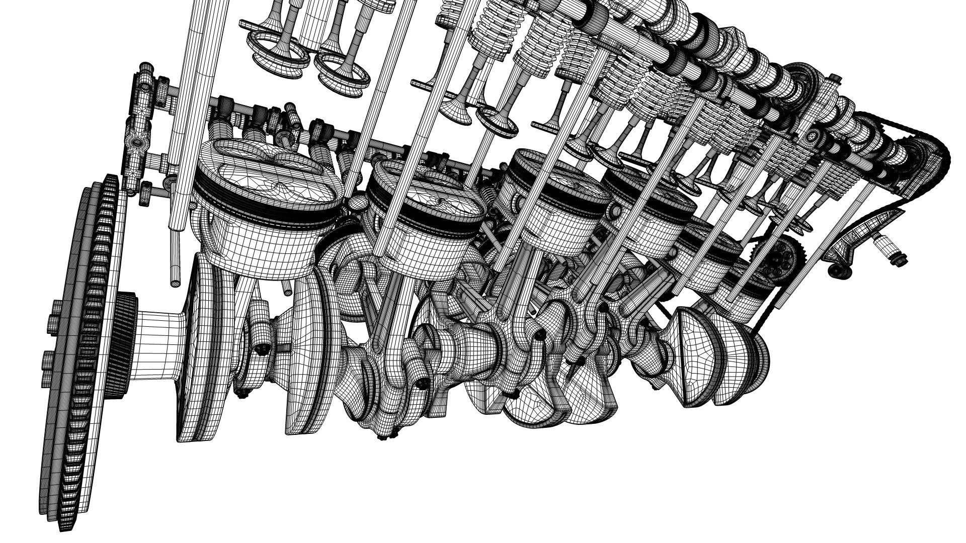 V12 Engine Working Animated 3D model_31