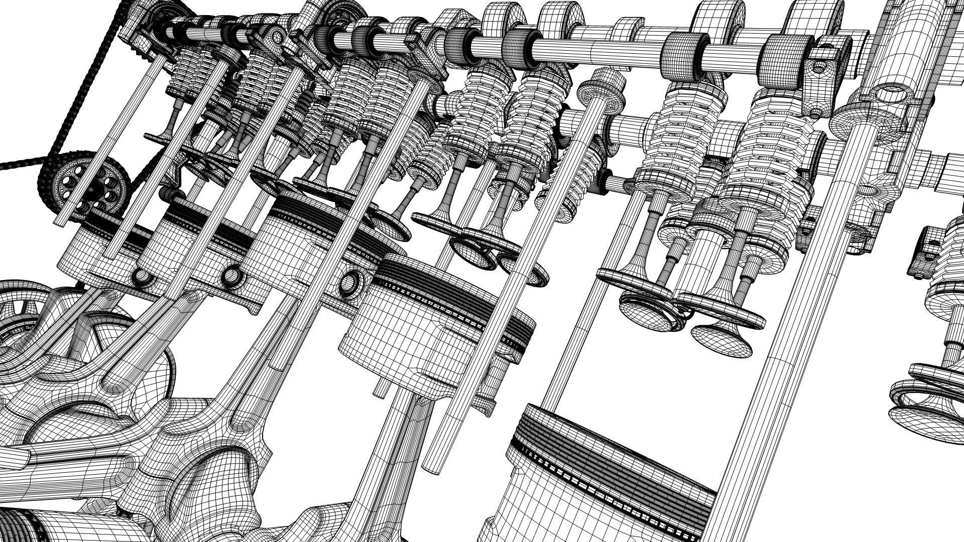 V12 Engine Working Animated 3D model_38